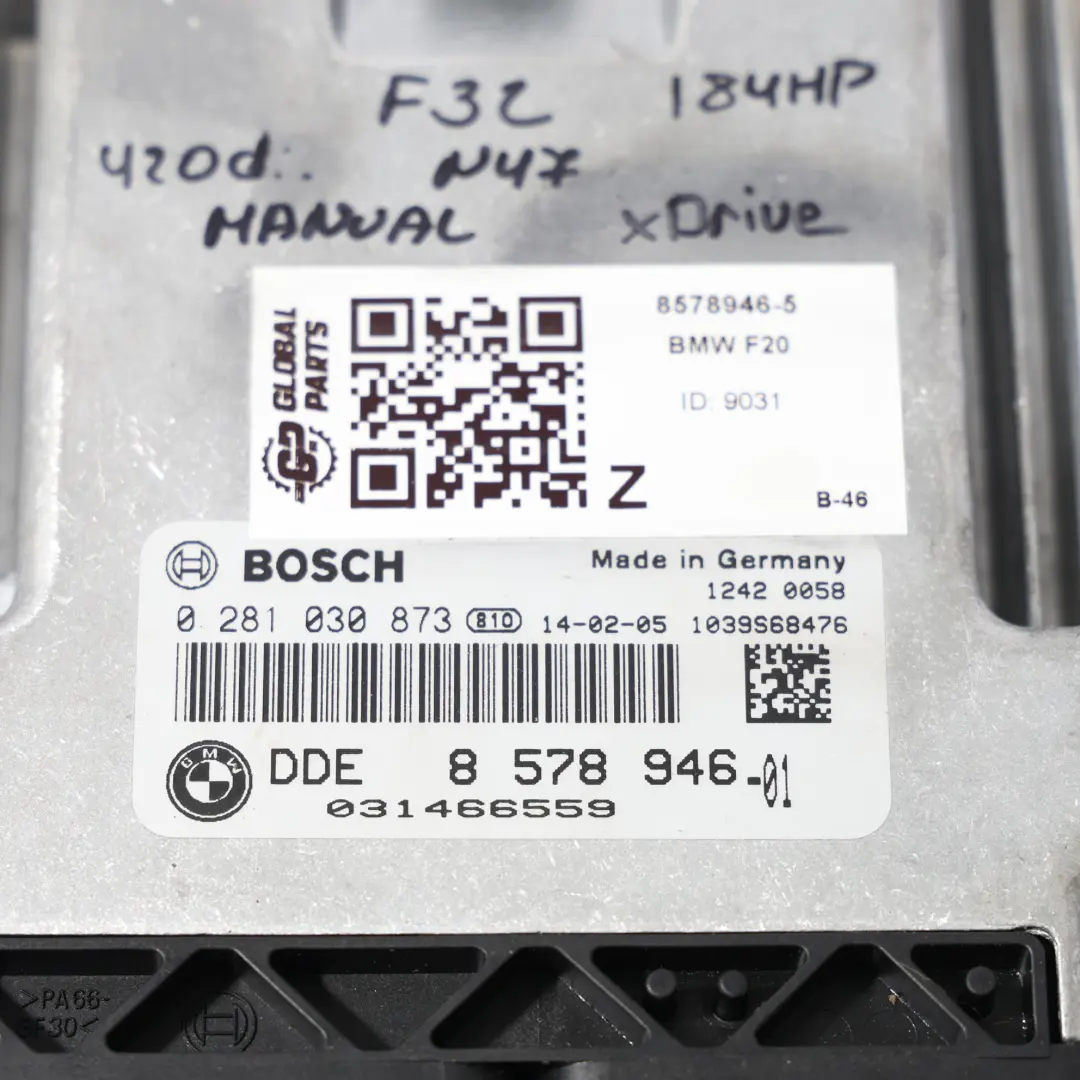 184CH N47N Kit Calculateur Moteur DDE Manuel pour BMW F20 F30 F32 xDrive à propos du numéro de pièce 8578946 BMW F20 F30 F32 xDrive 184CH N47N Kit Calculateur Moteur DDE Manuel - SKU 8578946-5 - Numéro de pièce 8578946