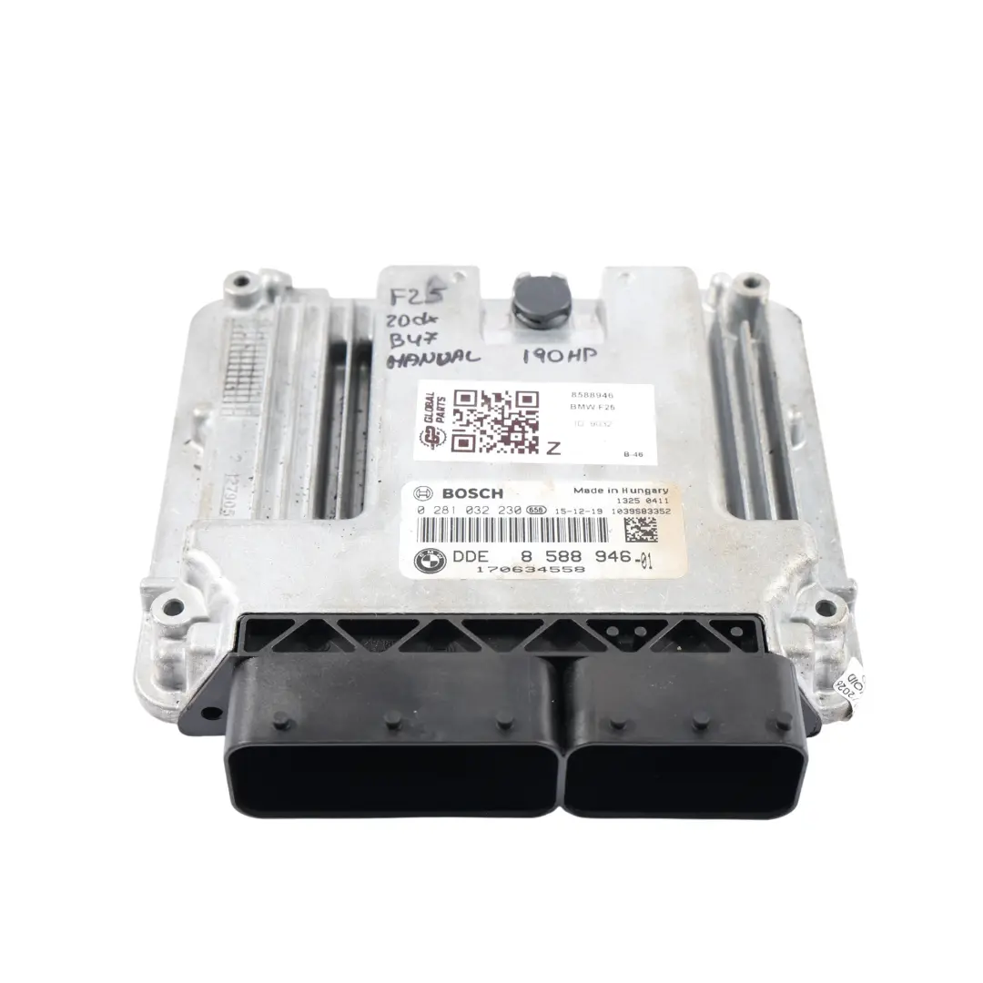 20Dx 190 Ch B47 Module Commande Moteur ECU DDE Manuel pour BMW X3 F25 à propos du numéro de pièce 8588946 BMW X3 F25 20Dx 190 Ch B47 Module Commande Moteur ECU DDE Manuel - SKU 8588946 - Numéro de pièce 8588946