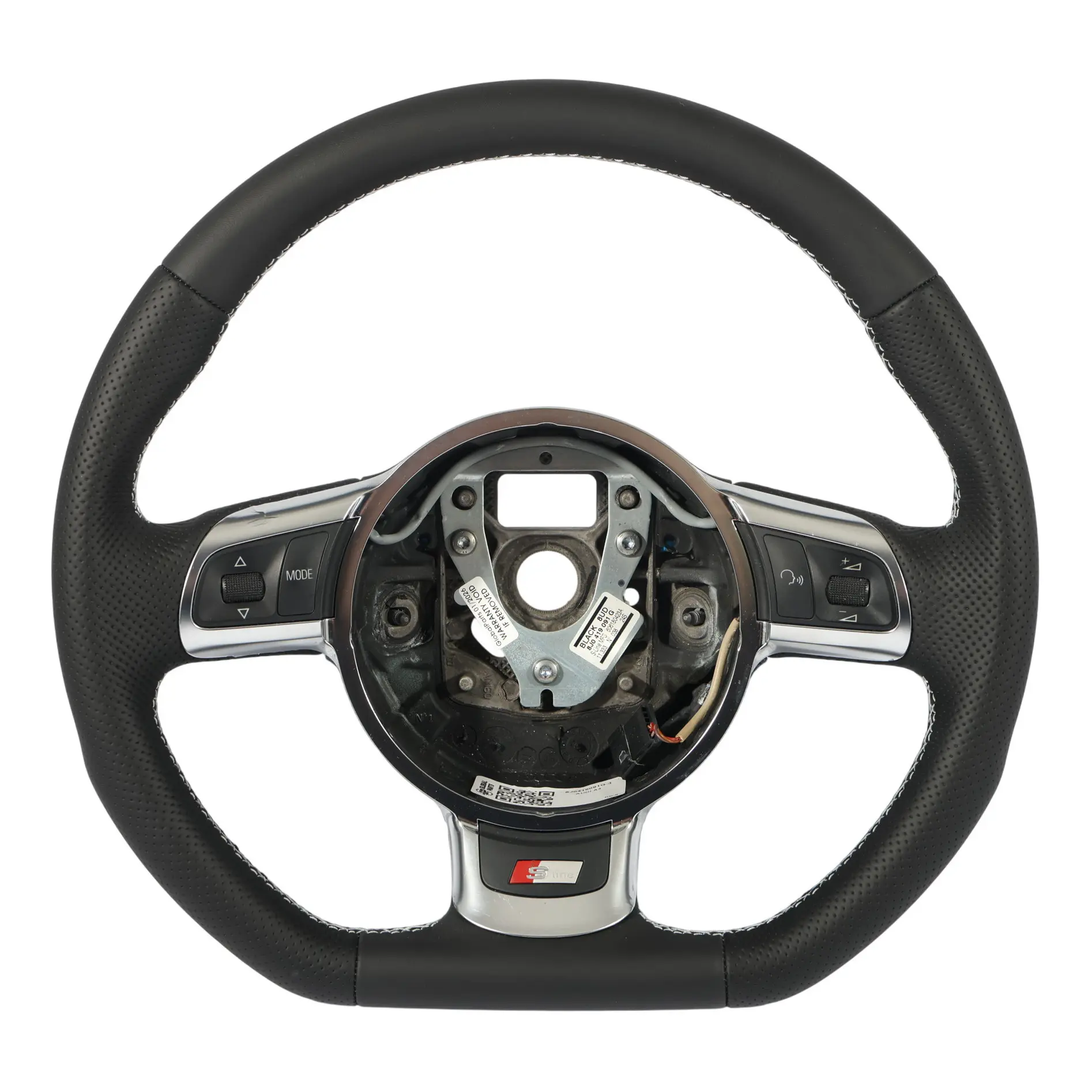 Audi A3 8P Lenkrad NEU Schwarzes Leder Flacher Boden Weißes Gewinde 8J0419091G