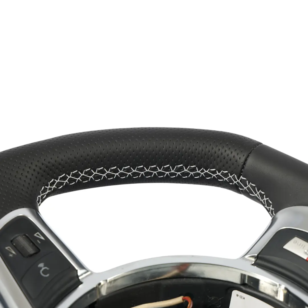 Audi A3 8P Steering Wheel NEW Black Leather Flat Bottom White Thread - SKU 8J0419091G-3 - Part number 8J0419091G