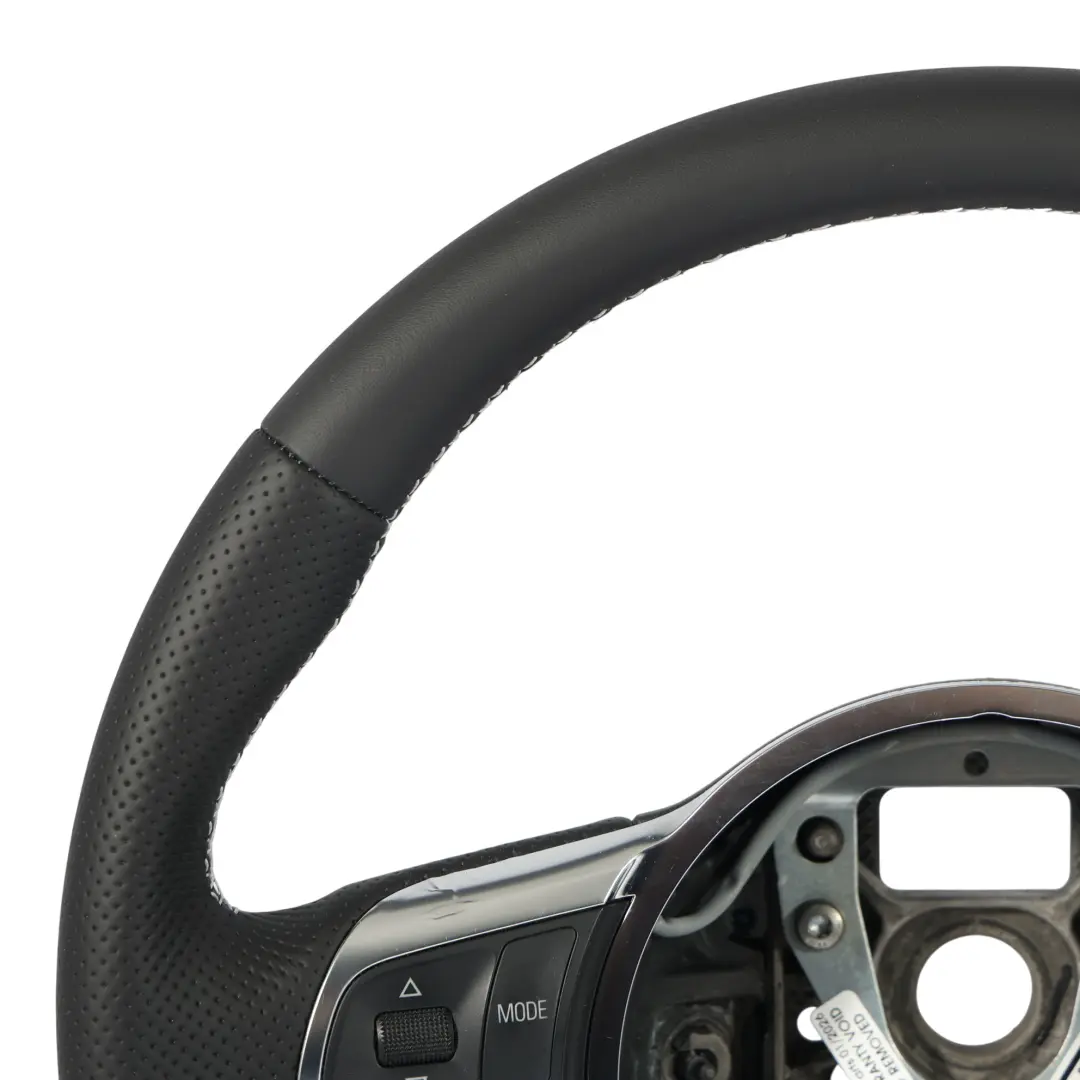 Audi A3 8P Lenkrad NEU Schwarzes Leder Flacher Boden Weißes Gewinde - SKU 8J0419091G-3 - Teilenummer 8J0419091G