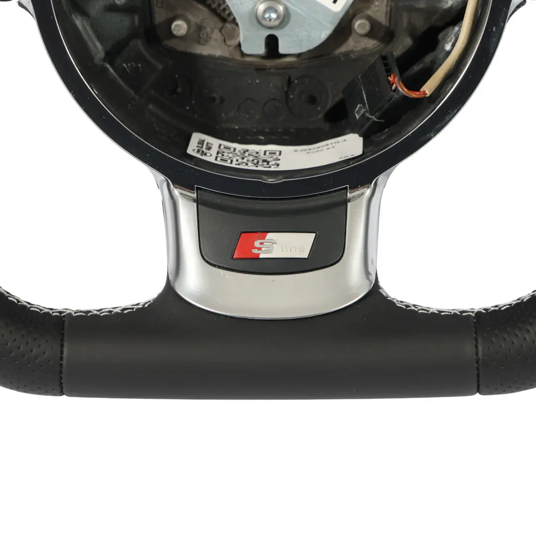 NUOVO In Pelle Nera Fondo Piatto Filo Bianco per Audi A3 8P Volante con numero di parte 8J0419091G Audi A3 8P Volante NUOVO In Pelle Nera Fondo Piatto Filo Bianco - SKU 8J0419091G-3 - Numero di parte 8J0419091G