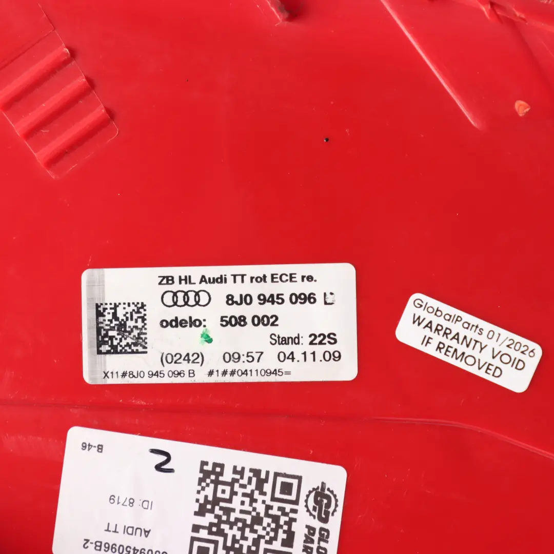 Audi TT 8J Rear Lamp Right O/S Light Trunk Lid Boot Tailgate - SKU 8J0945096B-2 - Part number 8J0945096B