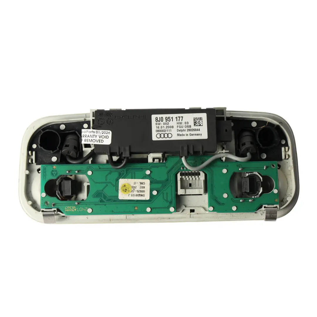 Audi TT 8J Interior Roof Headliner Reading Lamp Switch Unit Panel - SKU 8J0951177-1 - Part number 8J0951177