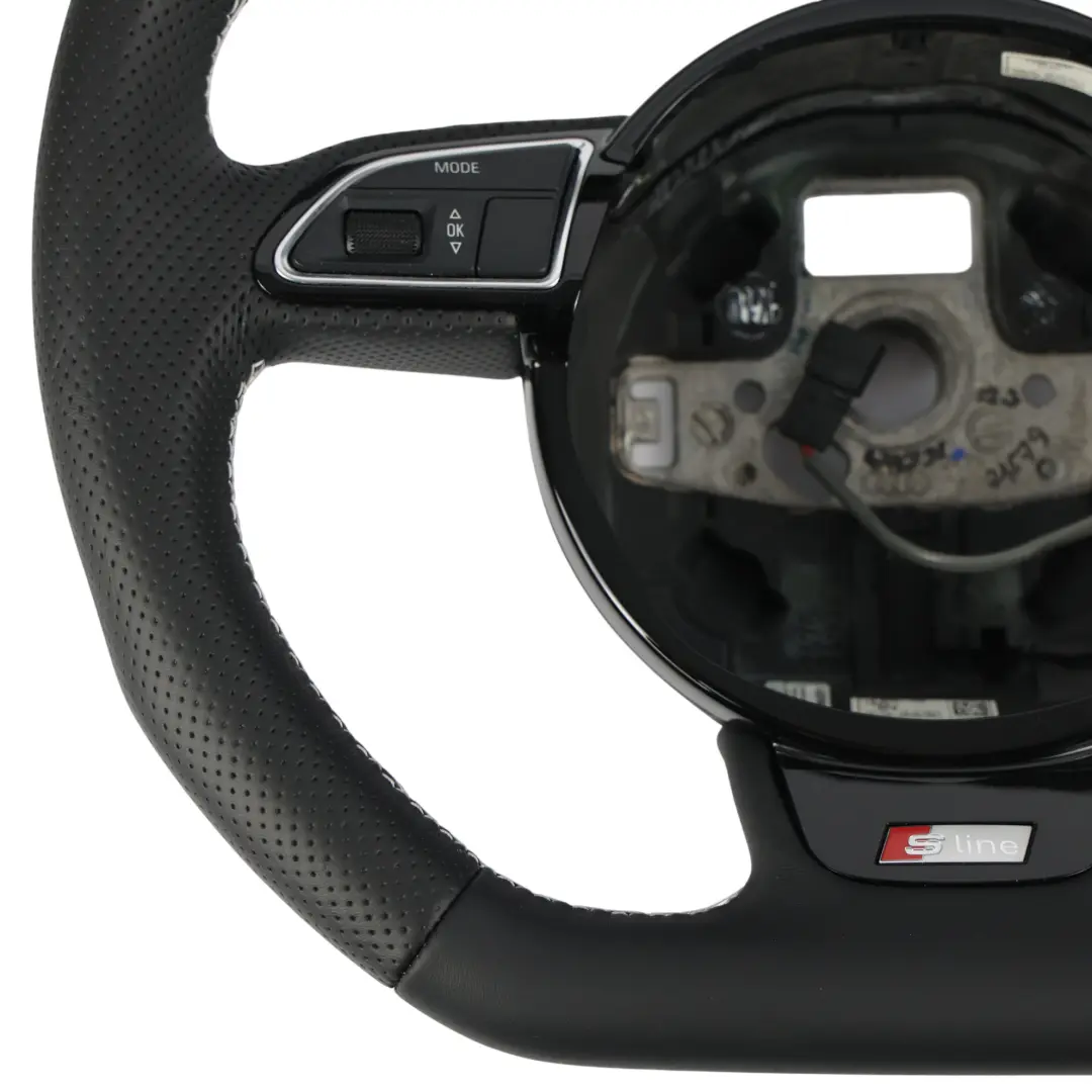 Steering Wheel Audi A4 B8 A5 8T S-Line NEW Black Leather Flat Bottom to with Part number 8K0419091CN Steering Wheel Audi A4 B8 A5 8T S-Line NEW Black Leather Flat Bottom - SKU 8K0419091CN-1 - Part number 8K0419091CN