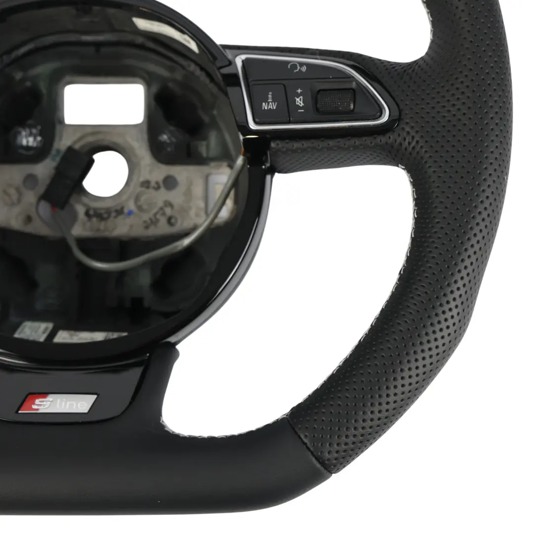 Steering Wheel Audi A4 B8 A5 8T S-Line NEW Black Leather Flat Bottom to with Part number 8K0419091CN Steering Wheel Audi A4 B8 A5 8T S-Line NEW Black Leather Flat Bottom - SKU 8K0419091CN-1 - Part number 8K0419091CN