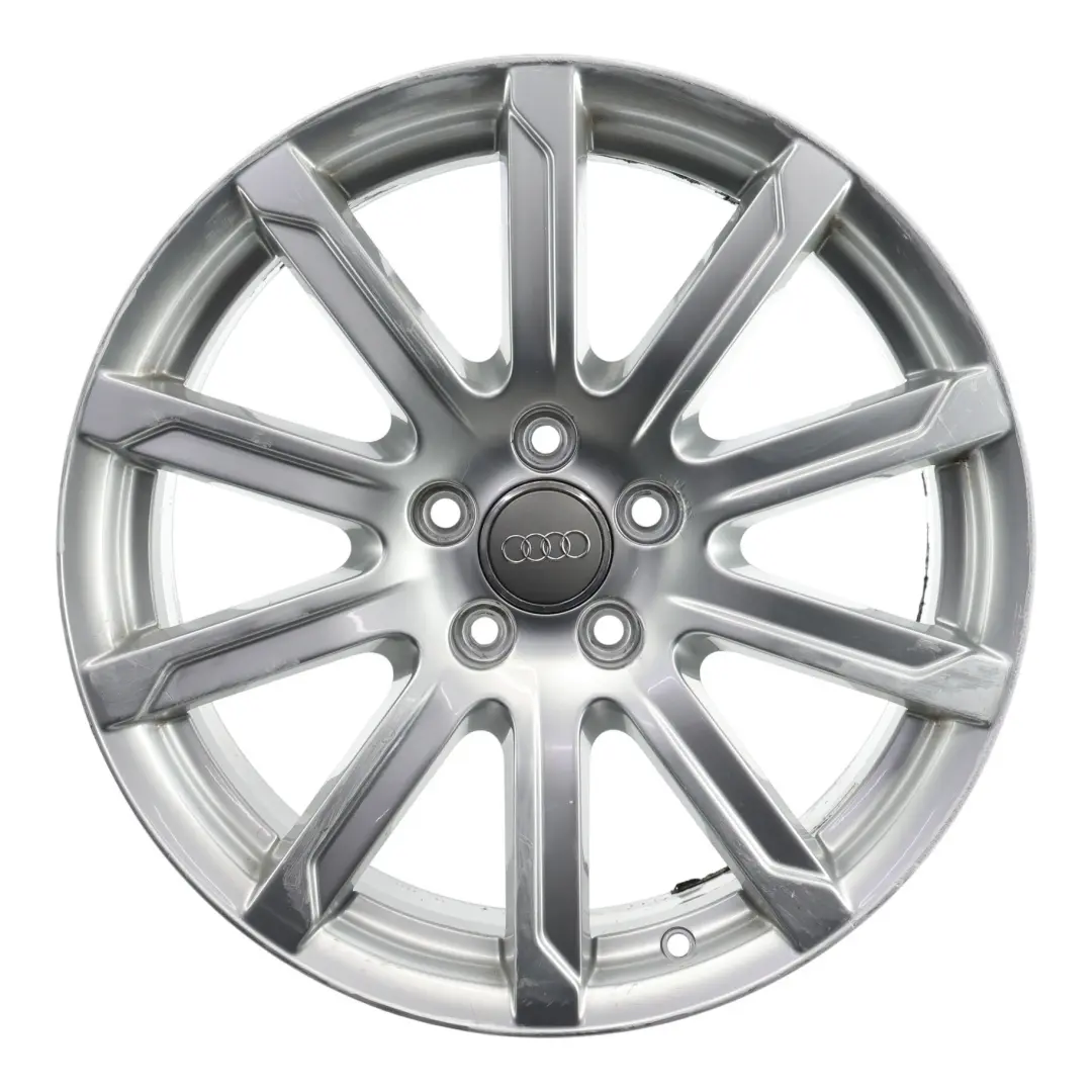 Audi A4 B8 8K Srebrna Felga Aluminiowa 18" 8J ET:47 10-Ramienna - SKU 8K0601025CB-2 - Numer Części 8K0601025CB