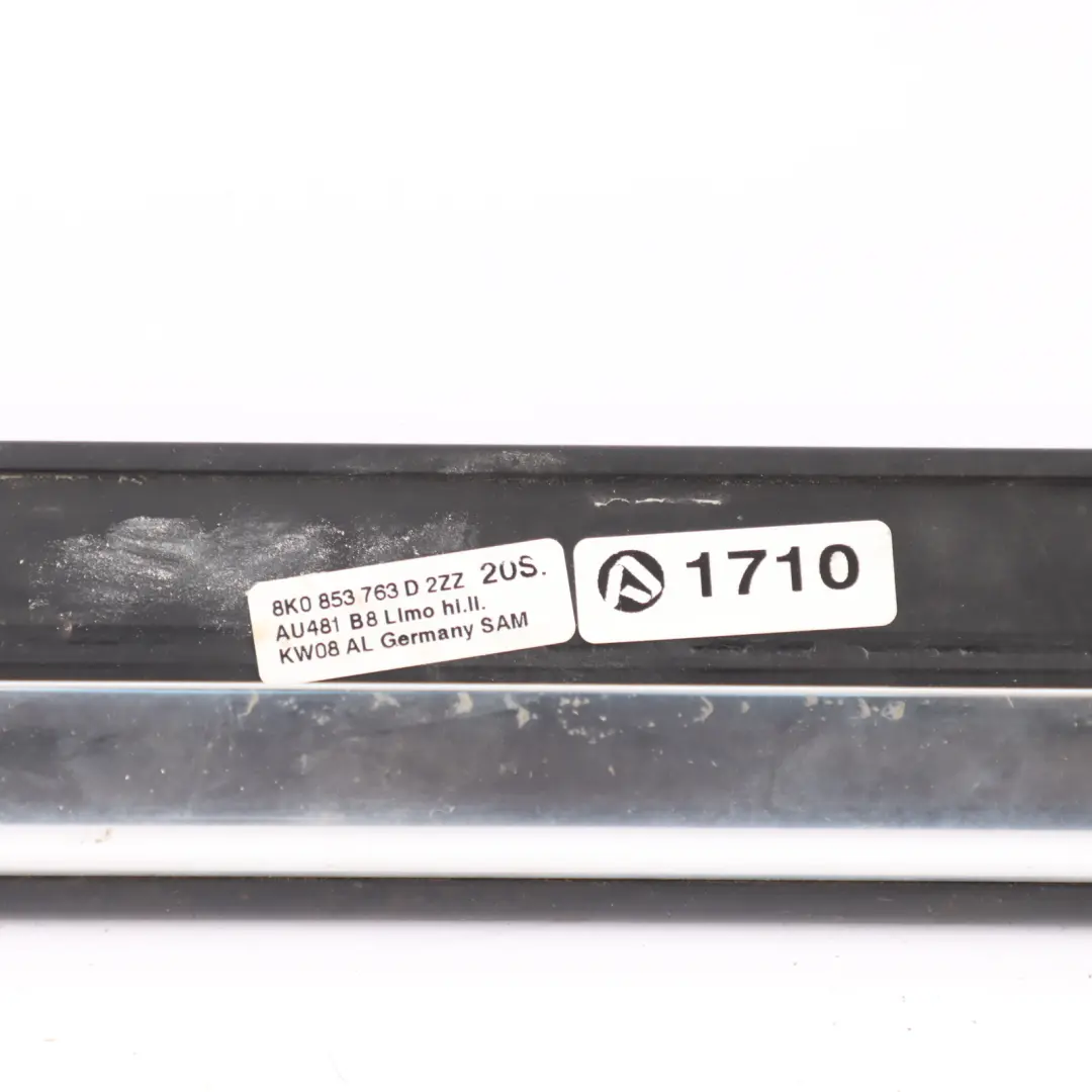 Audi A4 B8 Striscia paraspifferi porta posteriore sinistra Cromo - SKU 8K0853763H - Numero di parte 8K0853763H