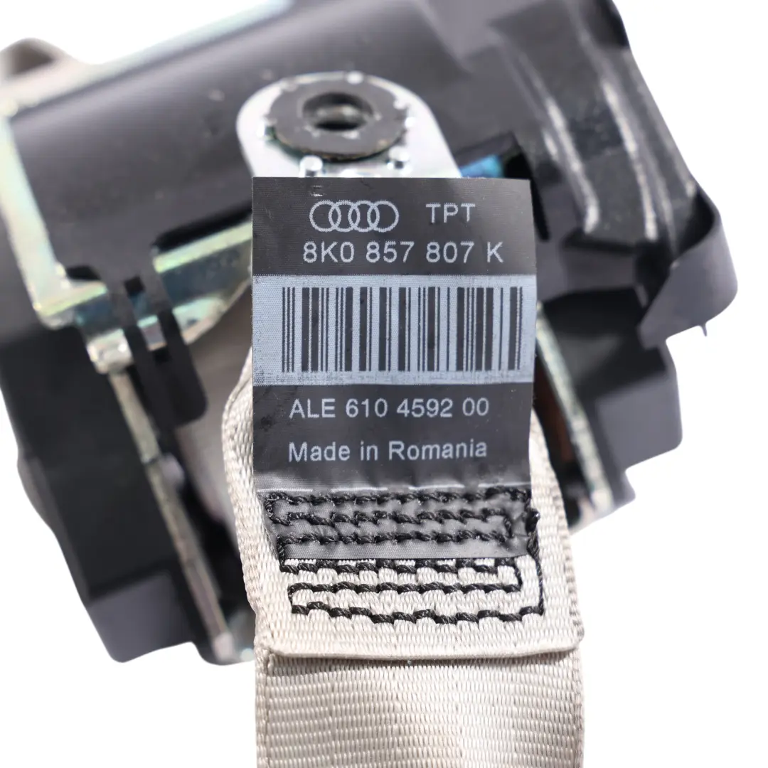 Audi A4 B8 Ceinture Centrale Arrière Gris Clair - SKU 8K0857807K - Numéro de pièce 8K0857807K