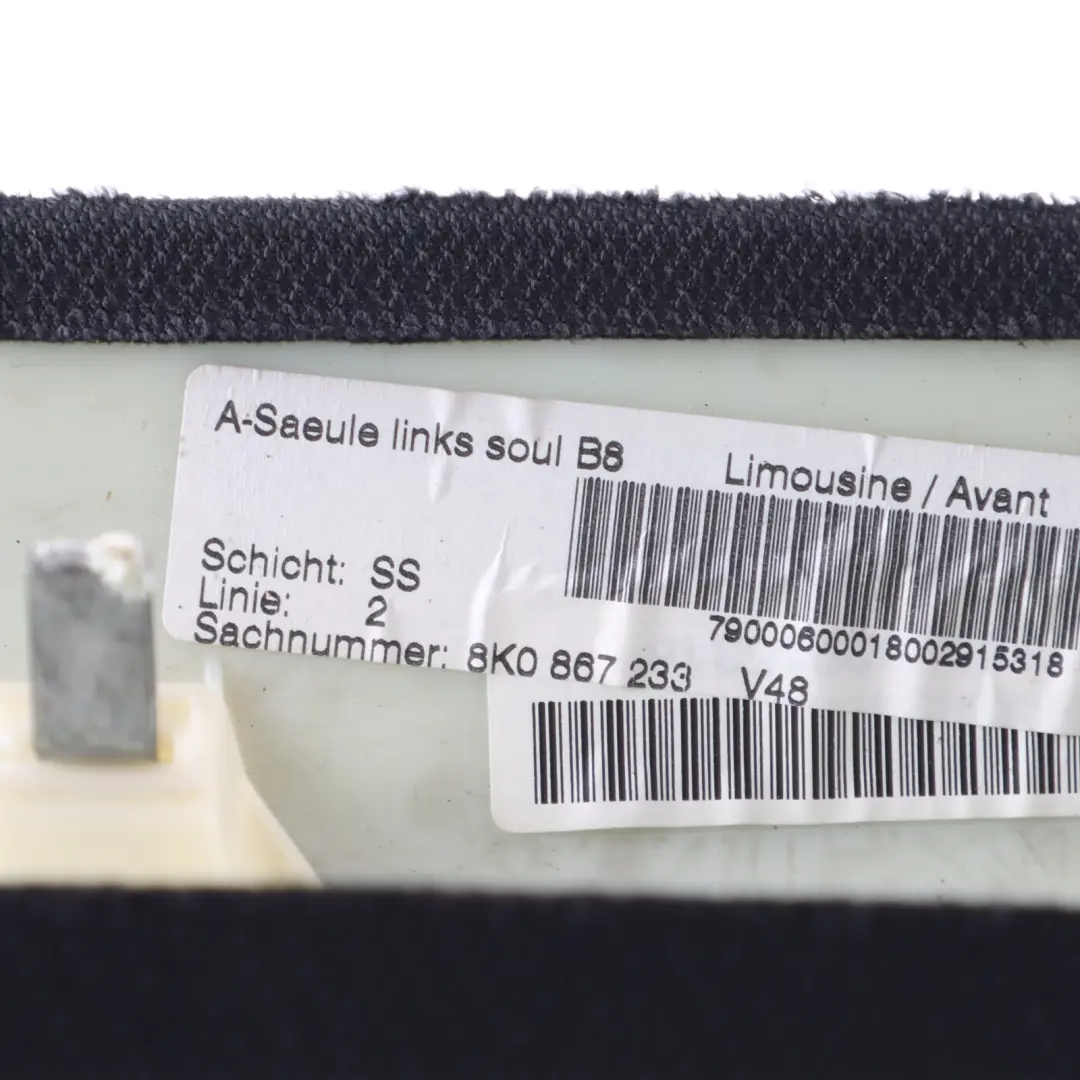 Górna Przednia Lewa Osłona Słupka A do Audi A4 B8 o numerze 8K0867233 Audi A4 B8 Górna Przednia Lewa Osłona Słupka A - SKU 8K0867233-1 - Numer Części 8K0867233