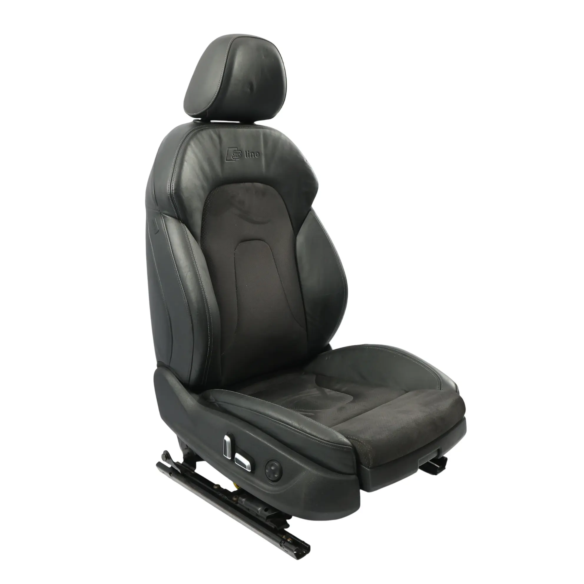 Audi A4 B8 Siège Avant Droit Chauffant Électrique En Cuir Milano Soul Black