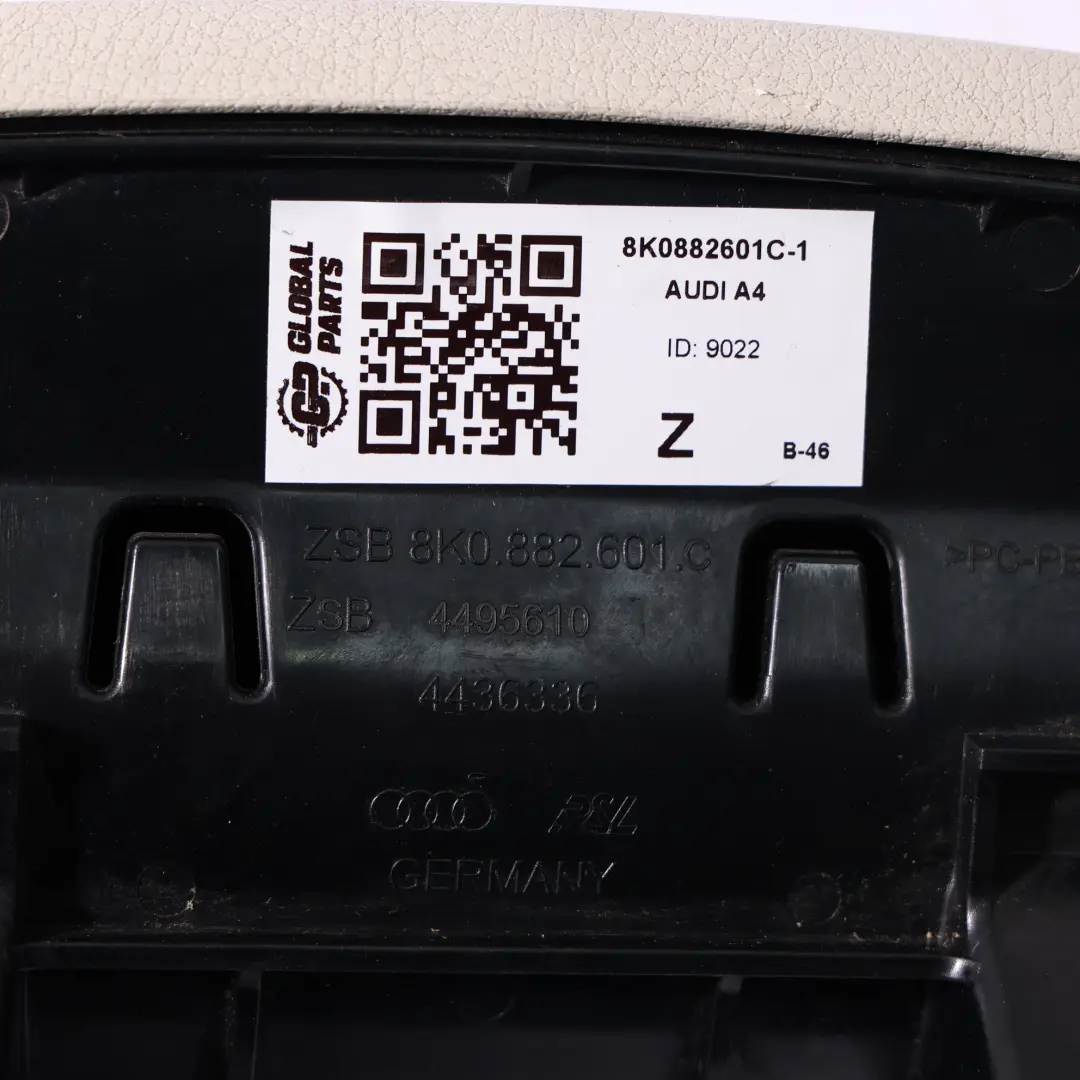 Audi A5 S5 8T A4 B6 B7 Compartiment De Rangement Sous Le Siège Avant - SKU 8K0882601C-1 - Numéro de pièce 8K0882601C