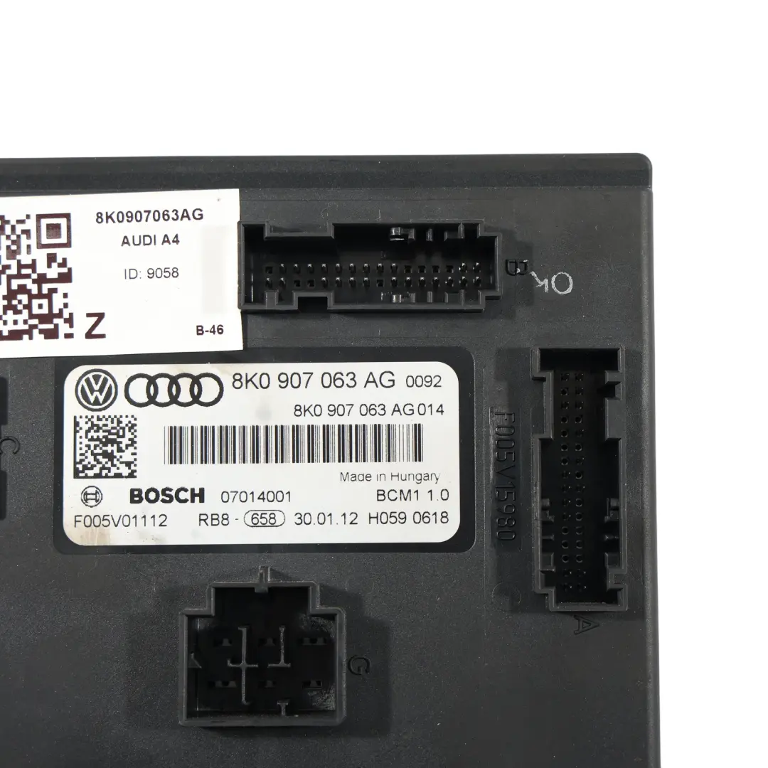 Unidad Control Alimentación Bordo Comfort para Audi A4 B8 con número de pieza 8K0907063AG Audi A4 B8 Unidad Control Alimentación Bordo Comfort - SKU 8K0907063AG - Número de pieza 8K0907063AG