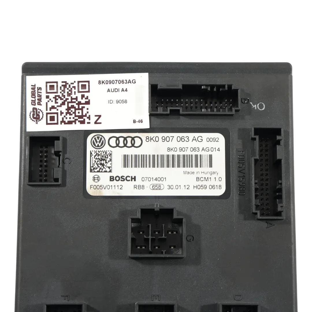 Centralina Alimentazione Bordo Comfort per Audi A4 B8 con numero di parte 8K0907063AG Audi A4 B8 Centralina Alimentazione Bordo Comfort - SKU 8K0907063AG - Numero di parte 8K0907063AG