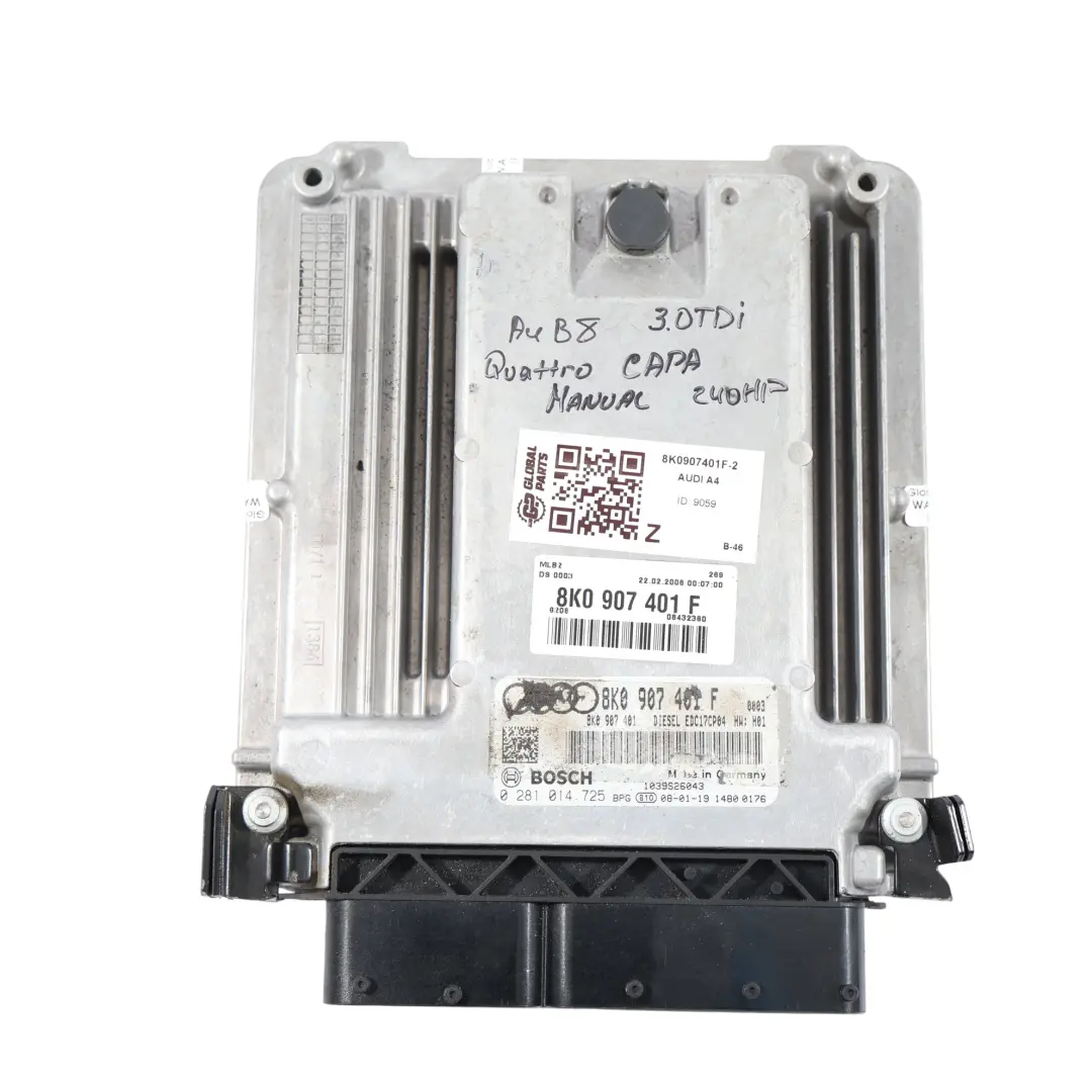 Audi A4 B8 3.0 TDI 240HP CAPA Quattro Engine ECU Kit Manual - SKU 8K0907401F-2 - Part number 8K0907401F