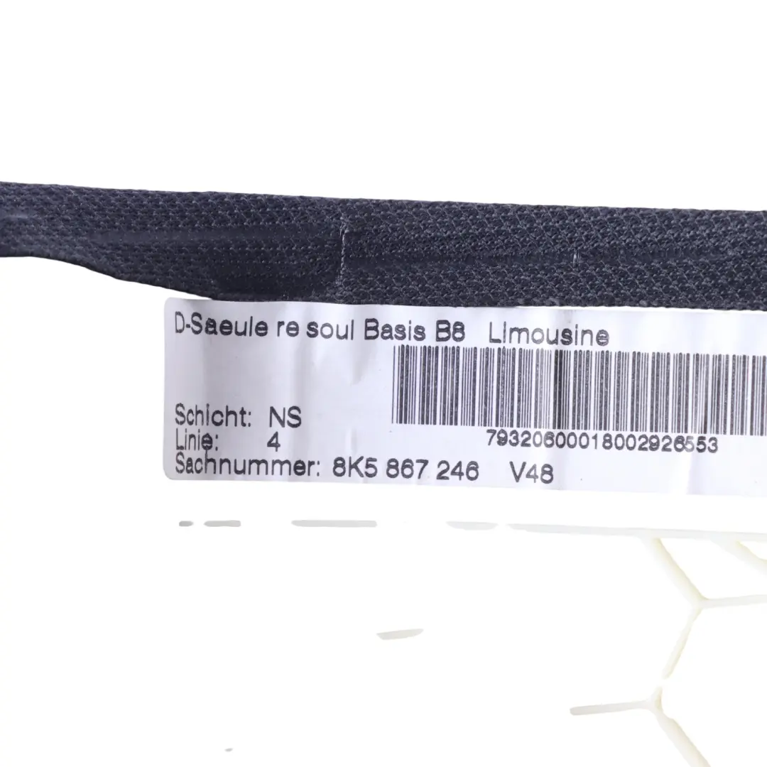 Audi A4 B8 Osłona Słupka D Prawy Czarny Soul - SKU 8K5867246 - Numer Części 8K5867246