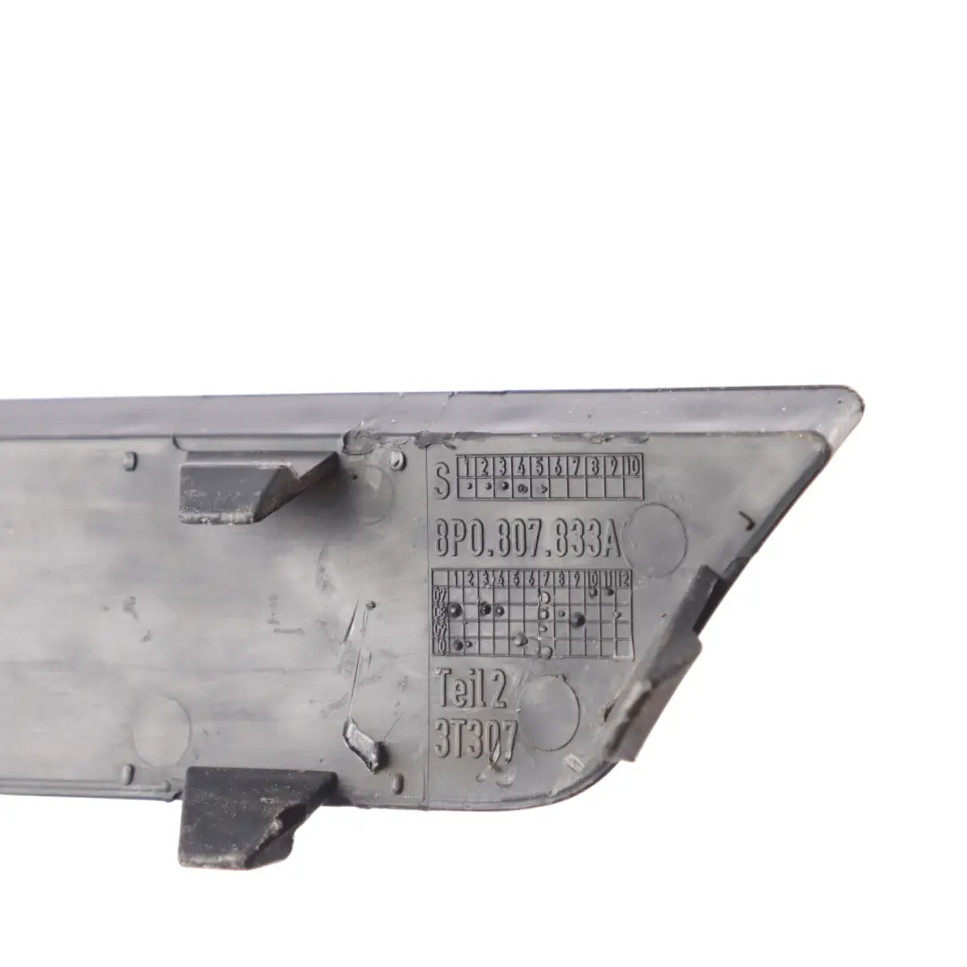 Audi A3 8P Rear Bumper Grille Cover Panel Strip Center Black - SKU 8P0807833A - Part number 8P0807833A