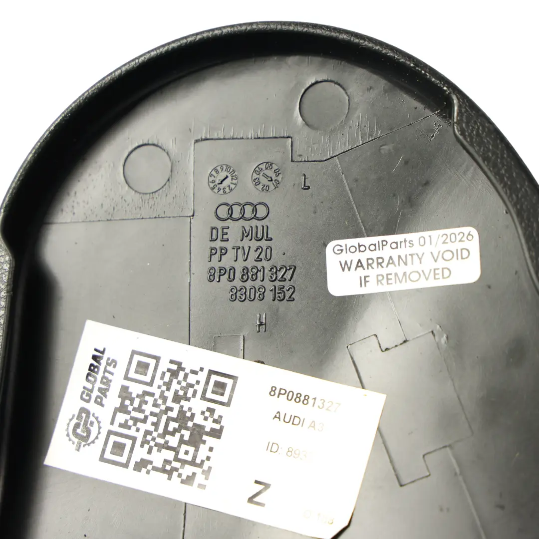 Rivestimento Del Pannello DelSedile Anteriore Sinistro Nero per Audi A3 8P con numero di parte 8P0881327 Audi A3 8P Rivestimento Del Pannello DelSedile Anteriore Sinistro Nero - SKU 8P0881327 - Numero di parte 8P0881327