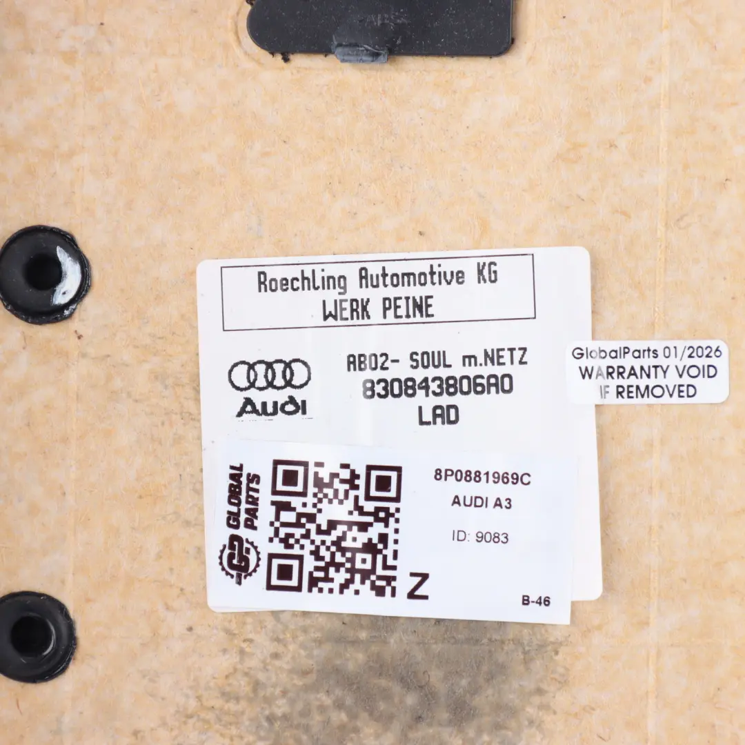 Audi A3 8P Front Seat Backrest Cover Trim Panel Left Right N/O/S - SKU 8P0881969C - Part number 8P0881969C