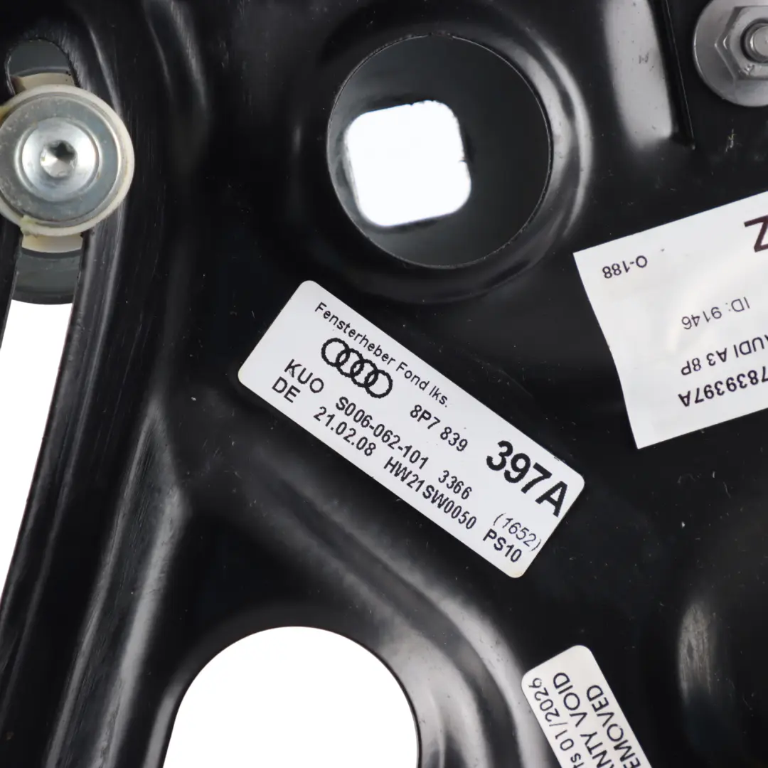 Audi A3 8P Convertible Window Regulator Mechanism Rear Left N/S - SKU 8P7839397A - Part number 8P7839397A