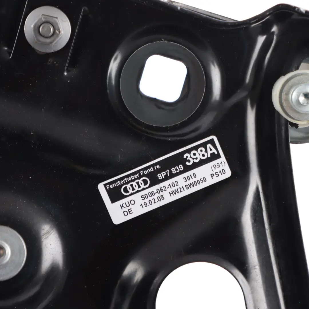 Window Regulator Mechanism Rear Right O/S to Audi A3 8P Convertible with Part number 8P7839398A Audi A3 8P Convertible Window Regulator Mechanism Rear Right O/S - SKU 8P7839398A - Part number 8P7839398A