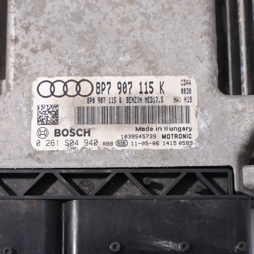 Audi A3 8P 1.8 TFSI CDAA 160HP Komputer Silnika ECU Kit Manual - SKU 8P7907115K-2 - Numer Części 8P7907115K