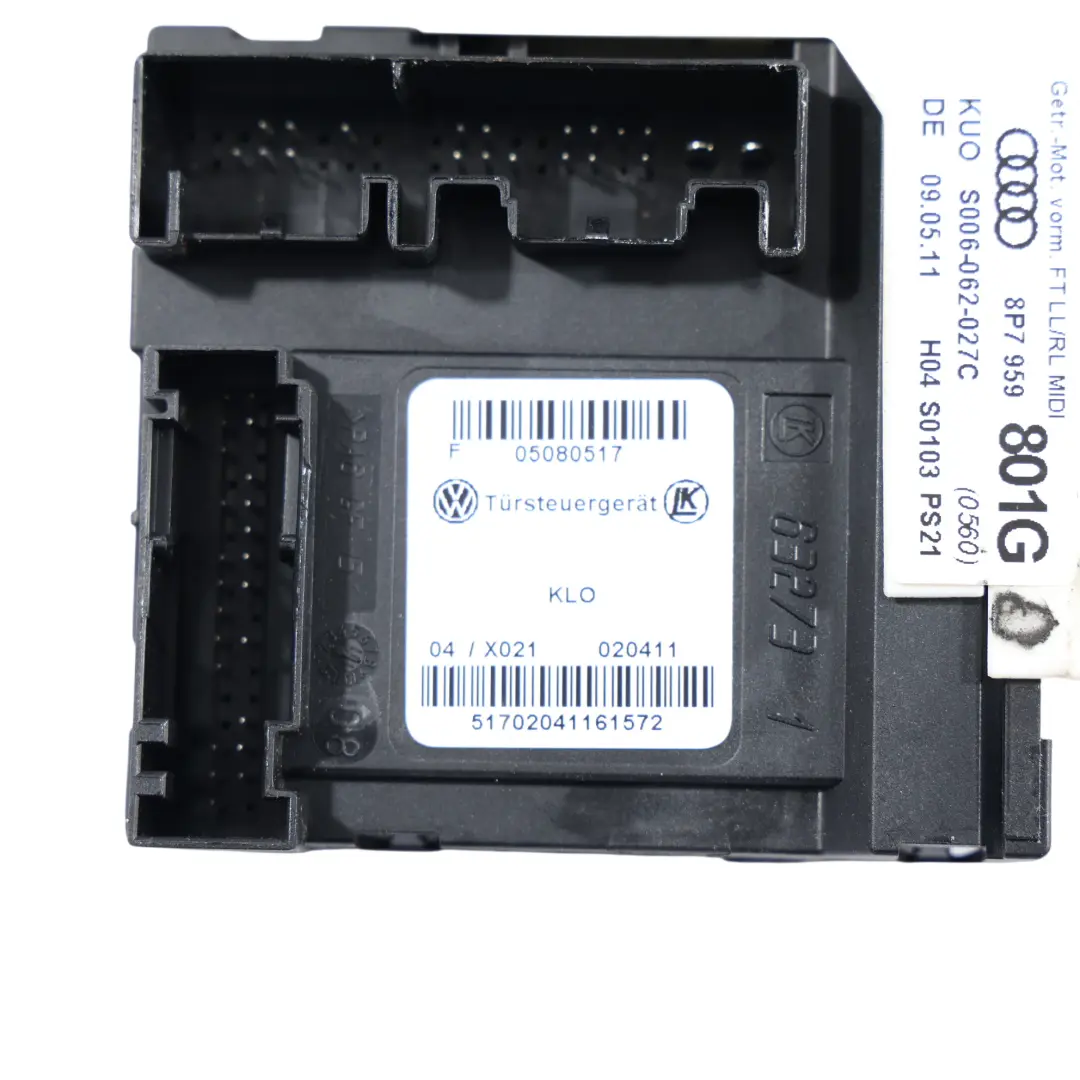 Elevalunas Motor Regulador Delantero Izquierdo para Audi A3 8P Cabrio con número de pieza 8P7959801G Audi A3 8P Cabrio Elevalunas Motor Regulador Delantero Izquierdo - SKU 8P7959801G - Número de pieza 8P7959801G