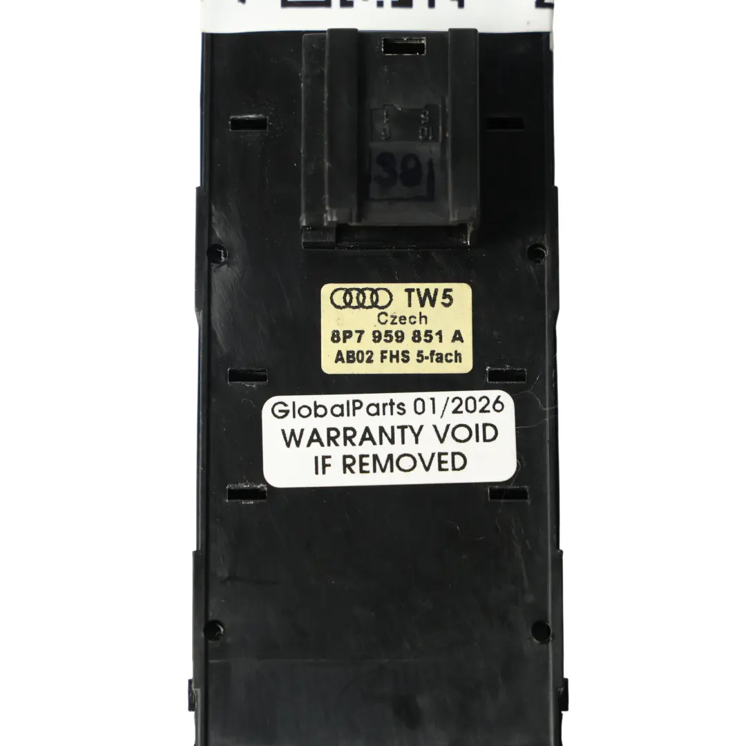 Audi A3 8P Convertible Door Window Lifter Switch Panel Driver's Side - SKU 8P7959851A - Part number 8P7959851A
