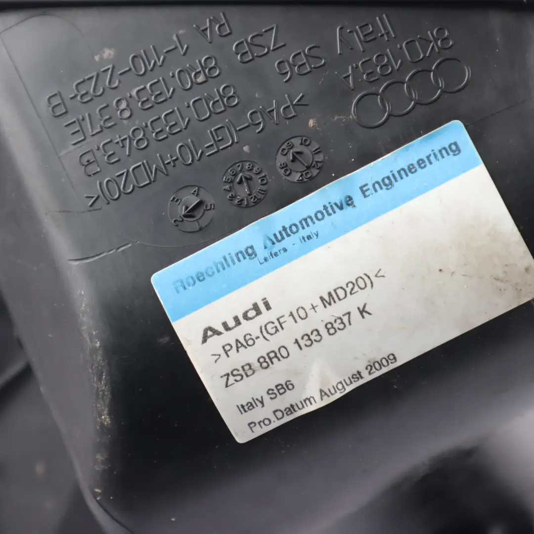 Audi A5 8F Air Filter Cleaner Box Housing Cover 2.0 TFSI 8R0133837K - SKU 8R0133837AA - Part number 8R0133837AA