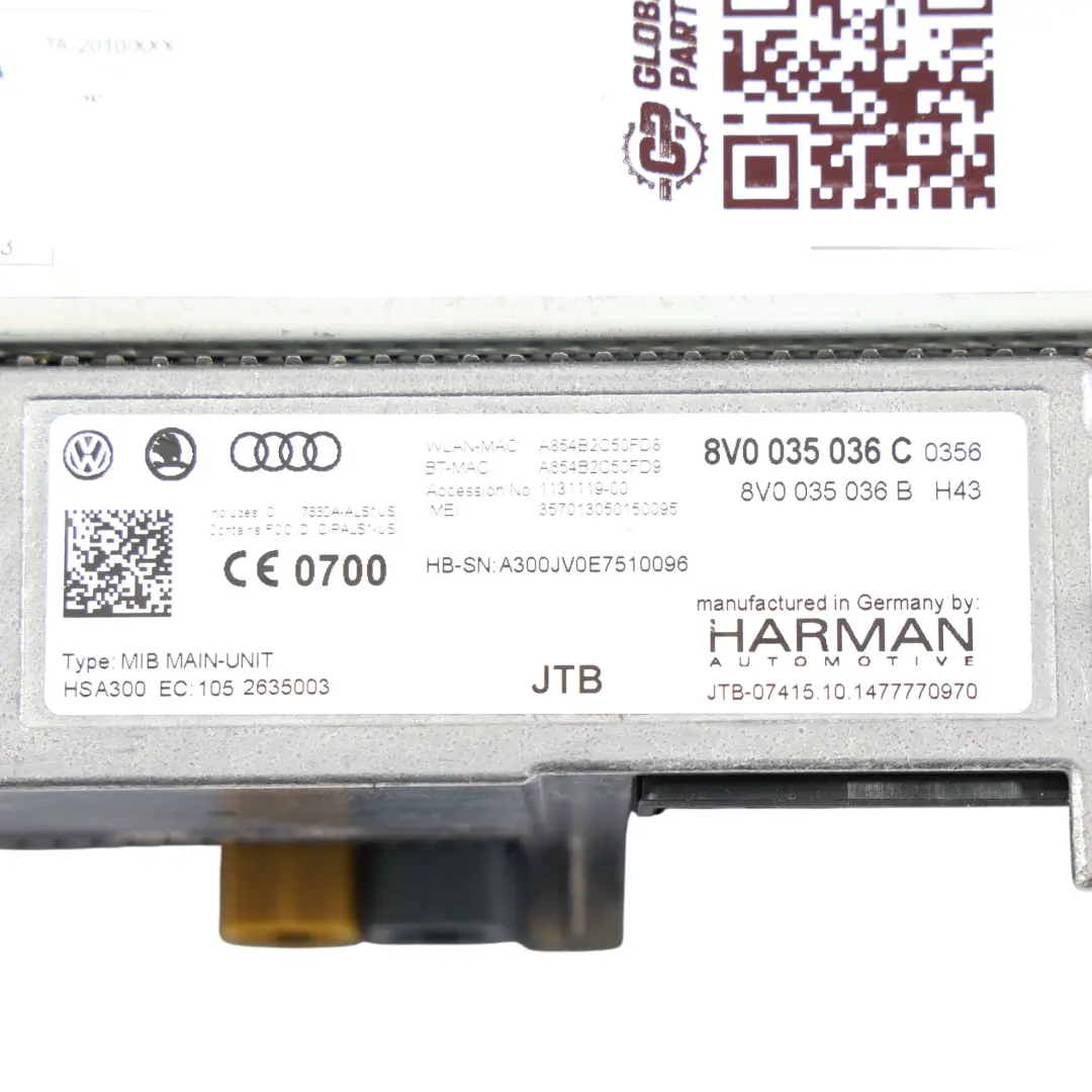 Audi A3 8V MMI Multimedia Interface Head Unit GPS Sat Nav Module - SKU 8V0035036C - Part number 8V0035036C