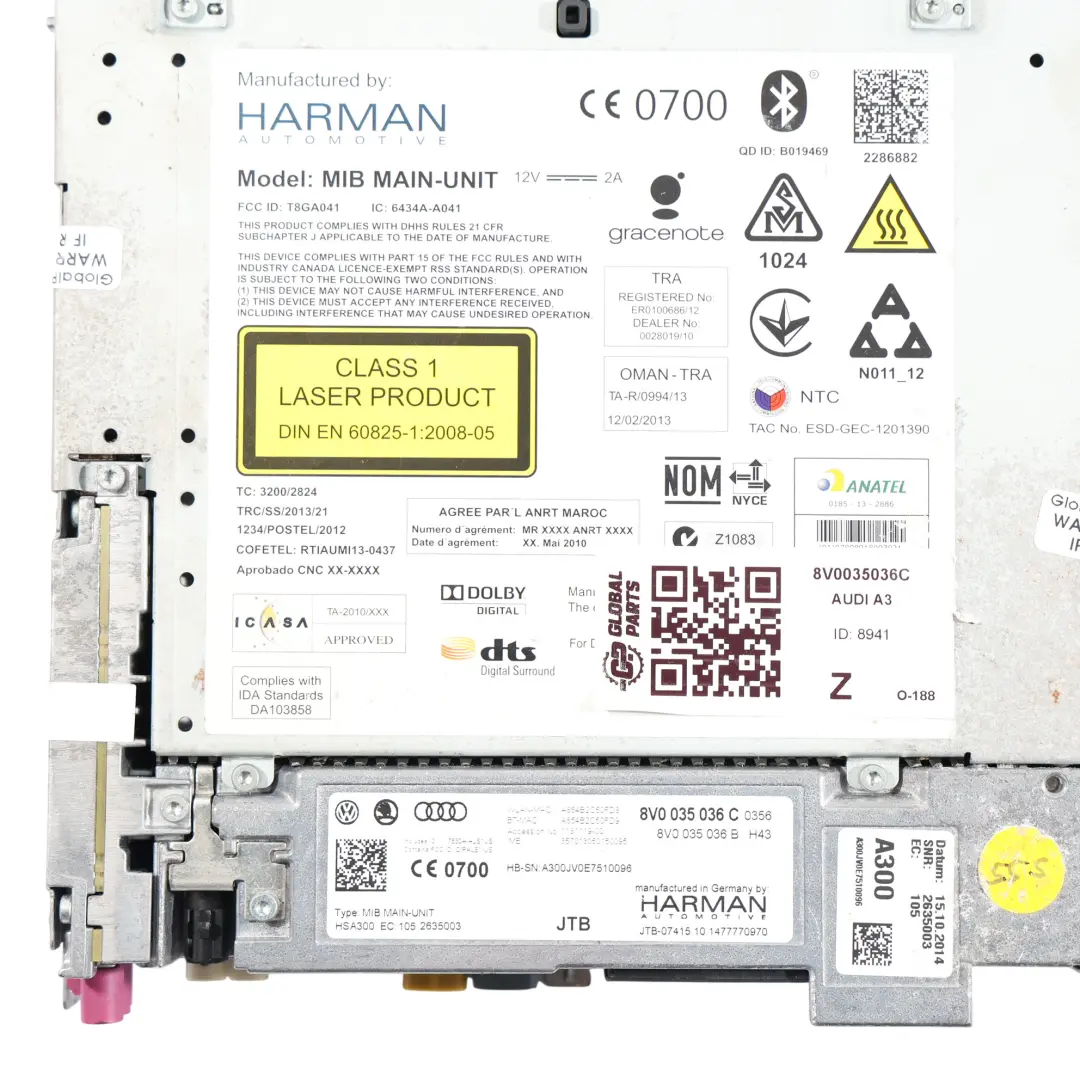 Audi A3 8V Modulo Di Controllo Unità Multimediale MMI - SKU 8V0035036C - Numero di parte 8V0035036C