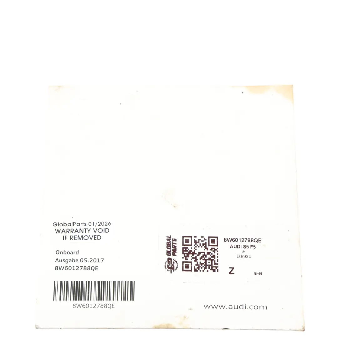 Audi S5 F5 Manuel Du Propriétaire Sur CD Embarqué - SKU 8W6012788QE - Numéro de pièce 8W6012788QE