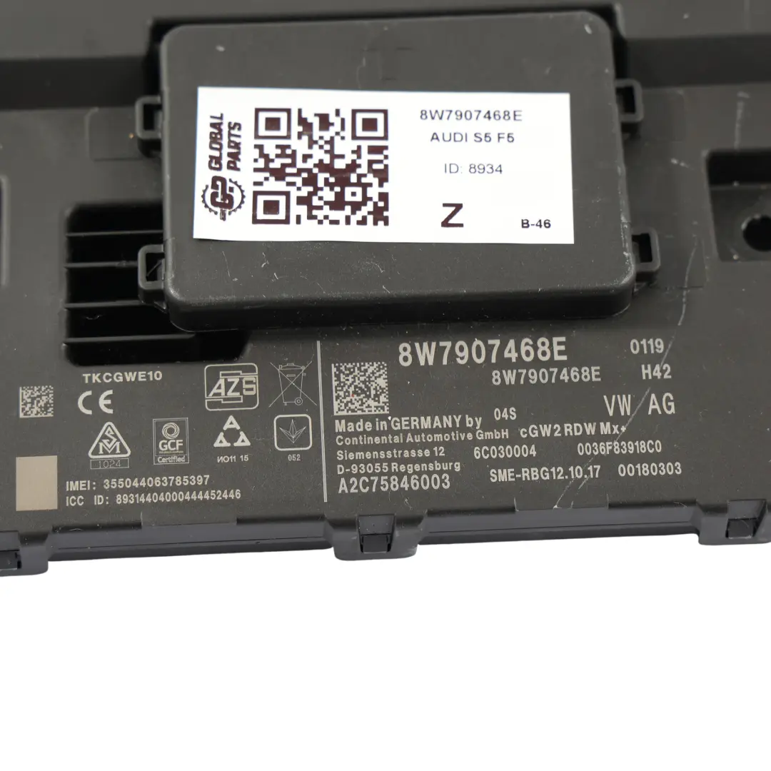 Gateway Módulo Control Unidad Interfaz De Diagnóstico para Audi S5 F5 con número de pieza 8W7907468E Audi S5 F5 Gateway Módulo Control Unidad Interfaz De Diagnóstico - SKU 8W7907468E - Número de pieza 8W7907468E