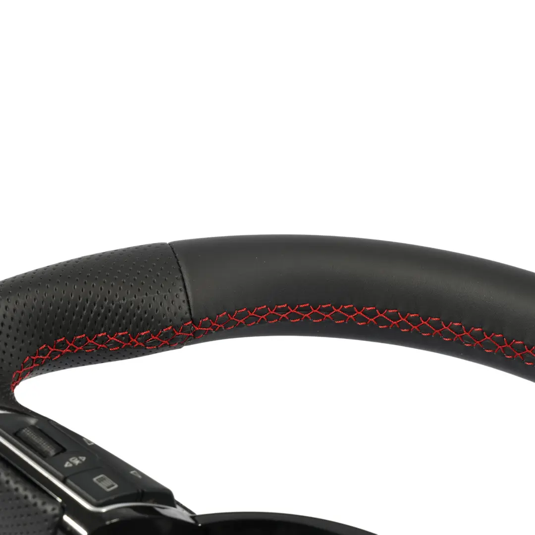 Steering Wheel NEW Black Leather Flat Bottom Red Thread to Audi A1 S1 8X with Part number 8X0419091P Audi A1 S1 8X Steering Wheel NEW Black Leather Flat Bottom Red Thread - SKU 8X0419091P-1 - Part number 8X0419091P