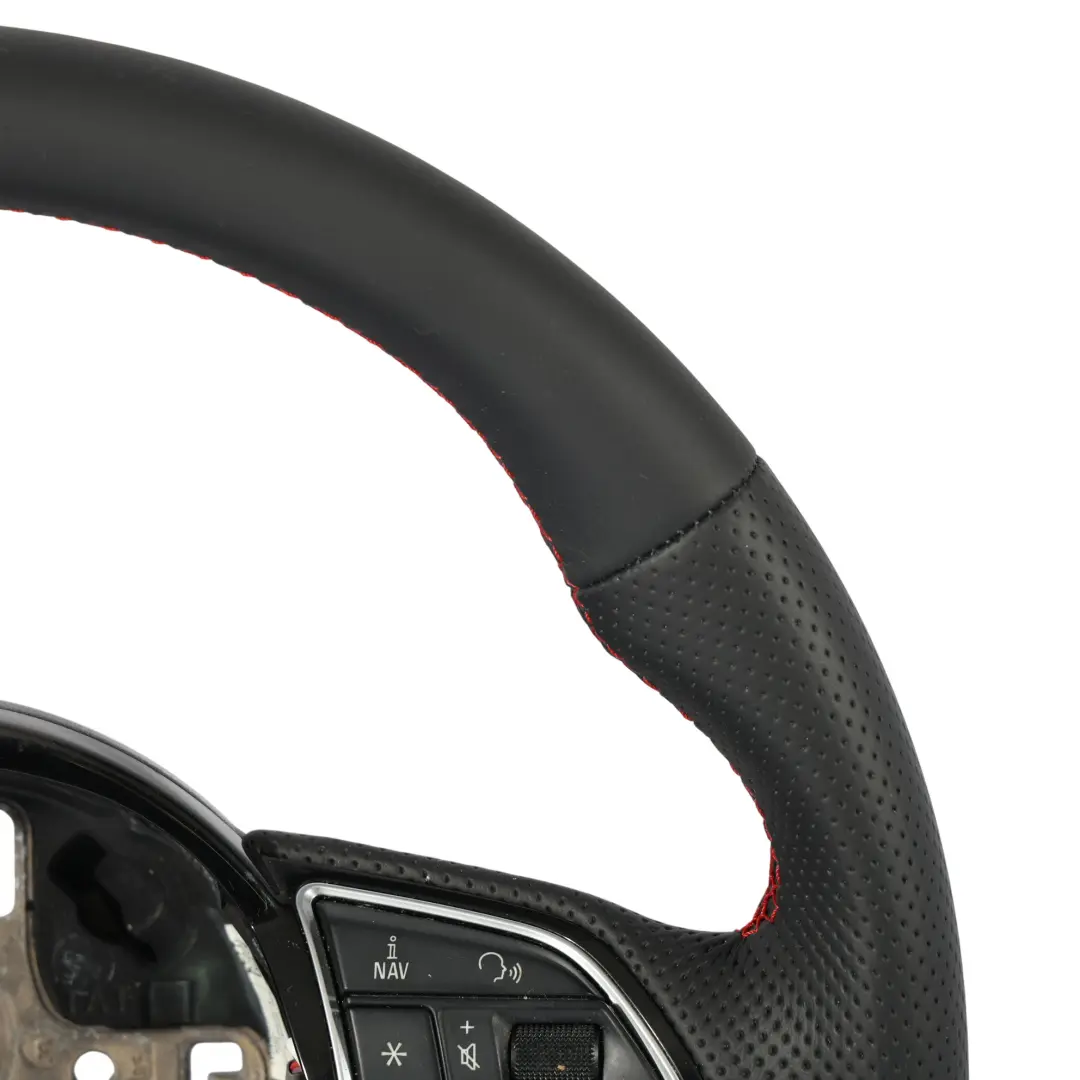 Audi A1 S1 8X Lenkrad NEU Schwarzes Leder Flacher Boden Rotes Gewinde - SKU 8X0419091P-1 - Teilenummer 8X0419091P