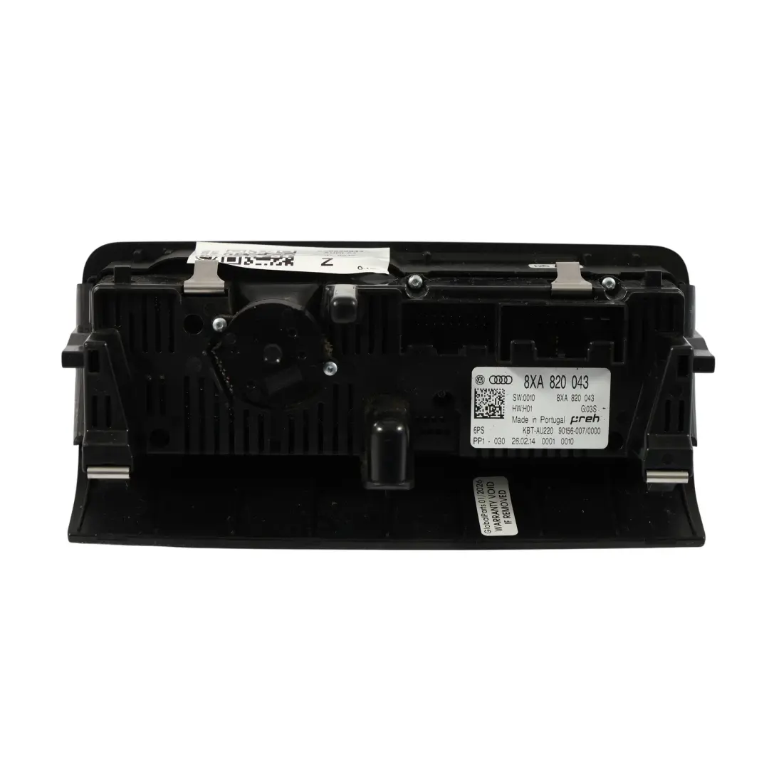 Audi A1 8X Panel De Control Del Aire Acondicionado Interruptor A/C - SKU 8X0820043 - Número de pieza 8X0820043