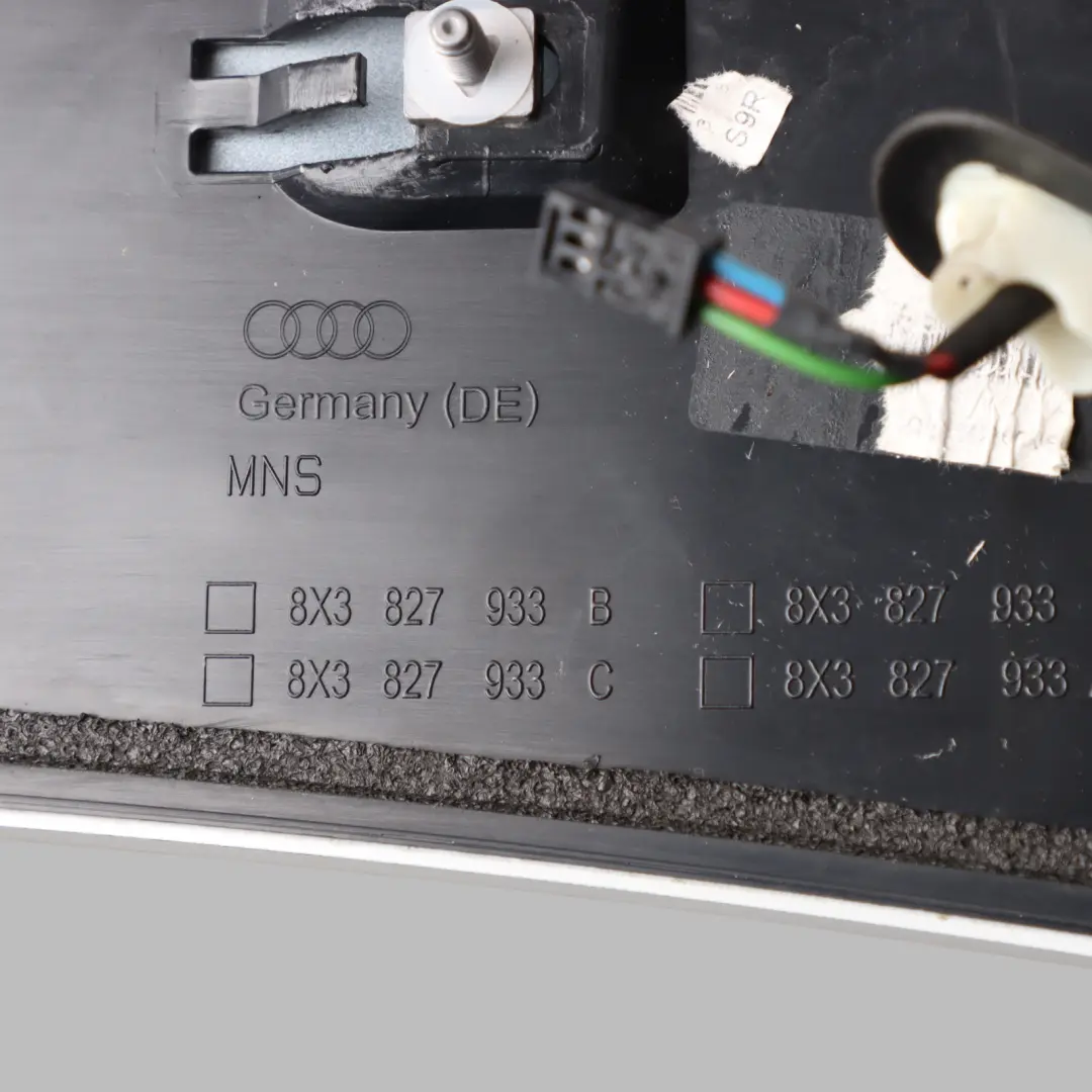 Audi A1 8X Rear Tailgate Hatch Bootlid Spoiler Glacier White - S9R - SKU 8X3827933C-MGW - Part number 8X3827933C