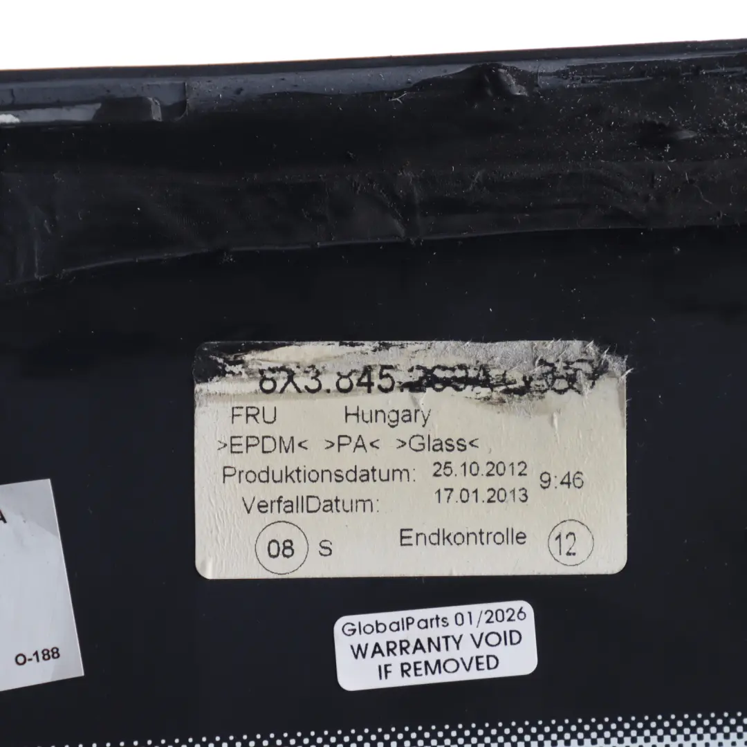 Quarter Side Window Glass Left N/S AS2 to Audi A1 8X 3D Rear with Part number 8X3845299A Audi A1 8X 3D Rear Quarter Side Window Glass Left N/S AS2 - SKU 8X3845299A - Part number 8X3845299A