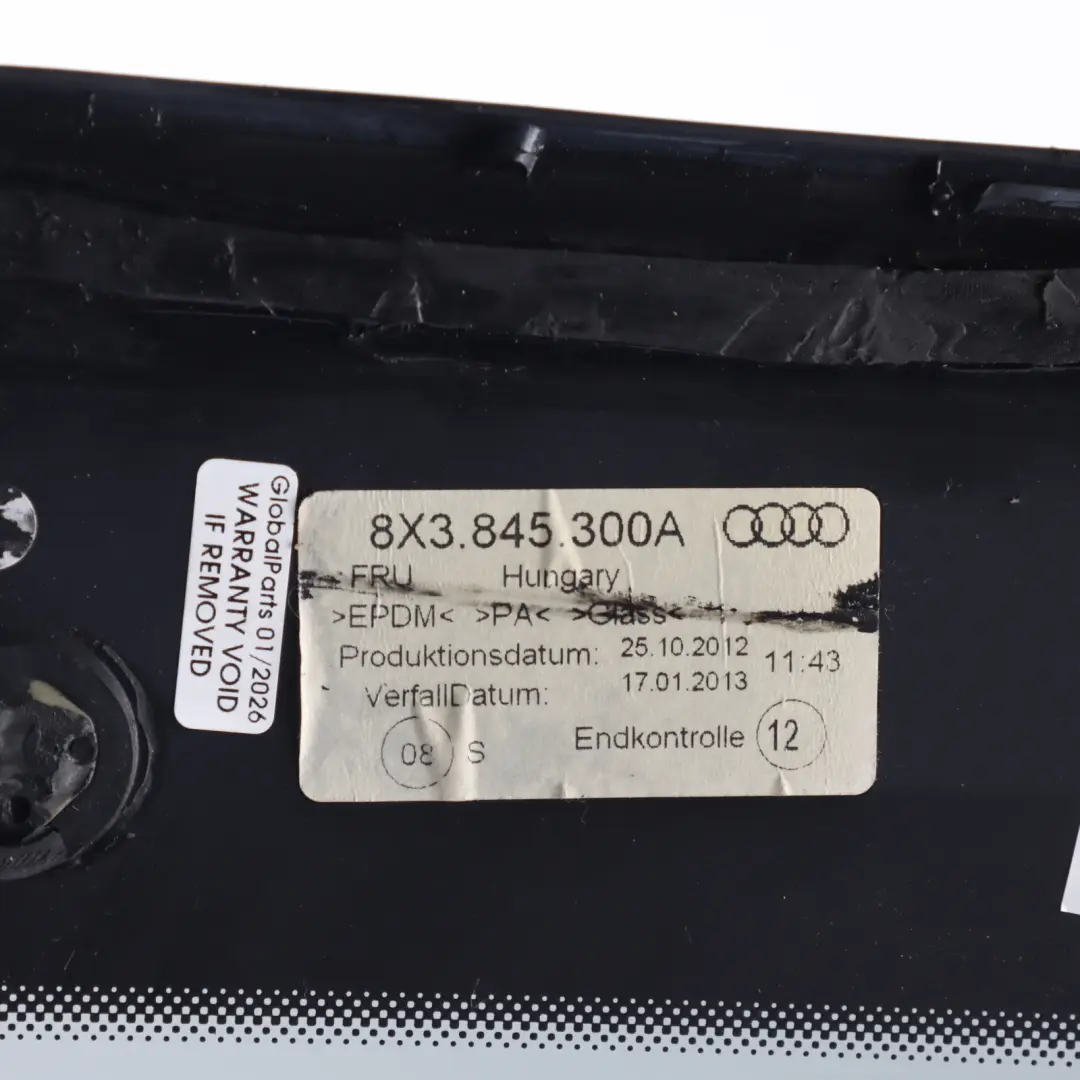 Quarter Side Window Glass Right O/S Tinted to Audi A1 8X Rear with Part number 8X3845300A Audi A1 8X Rear Quarter Side Window Glass Right O/S Tinted - SKU 8X3845300A - Part number 8X3845300A