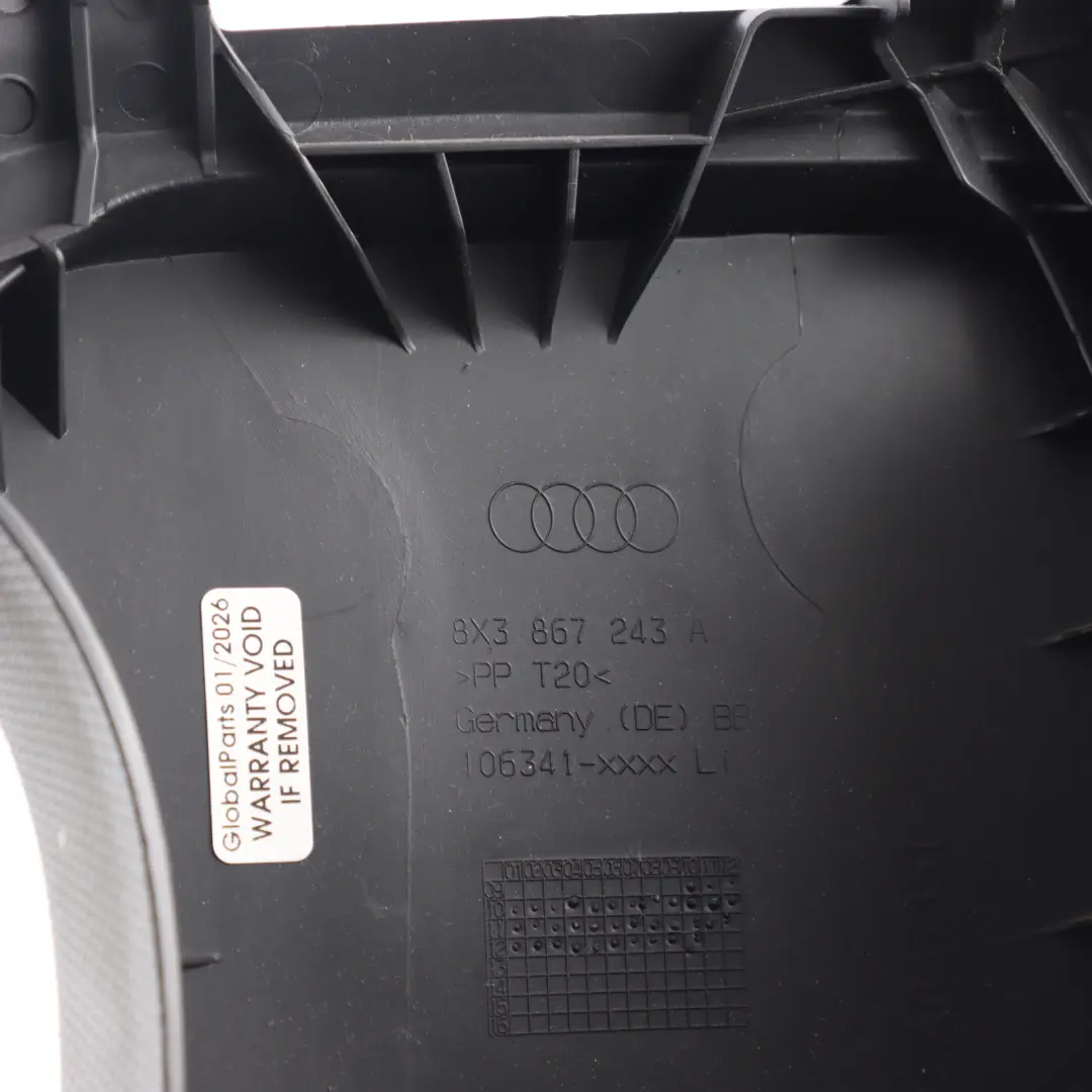 Audi A1 8X 3 Door Pillar B Cover Front Door Molding Left N/S Side - SKU 8X3867243A - Part number 8X3867243A