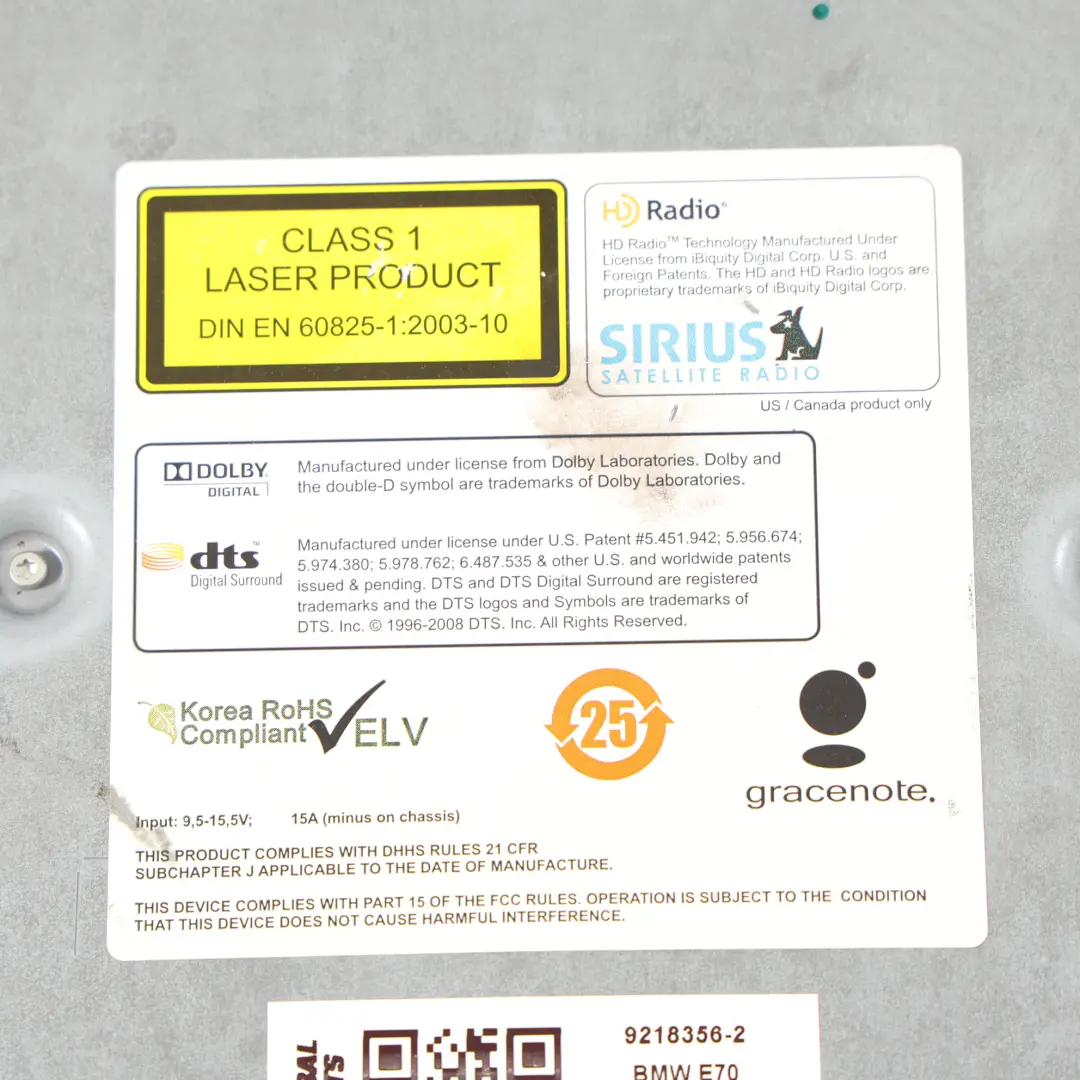 Unità Principale CIC DAB Sistema Navigazione Controller per BMW X5 E70 con numero di parte 9218356 BMW X5 E70 Unità Principale CIC DAB Sistema Navigazione Controller - SKU 9218356-2 - Numero di parte 9218356