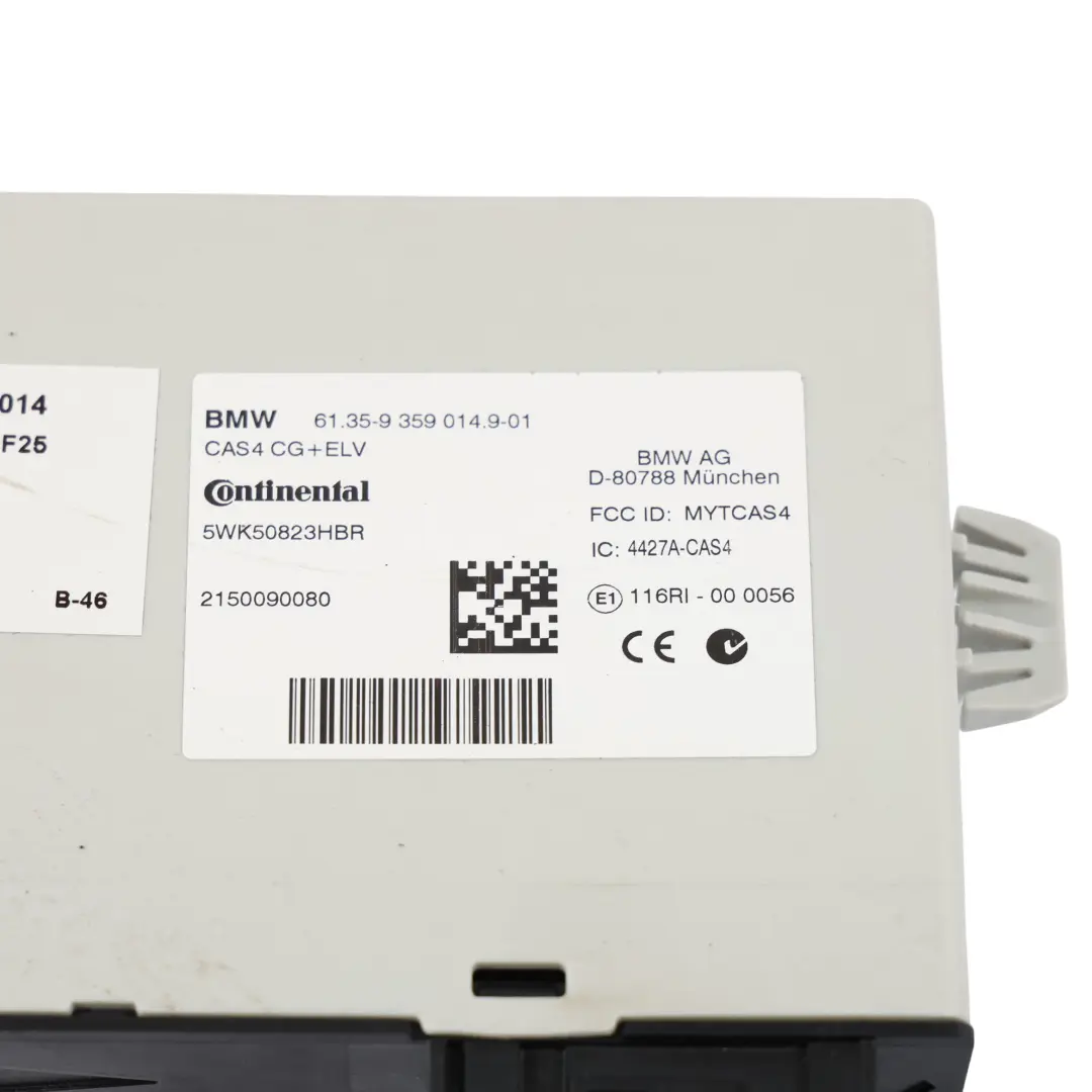 Access Key Reading Module Control Unit ECU CAS4 CG+ELV to BMW F25 Car with Part number 9359014 BMW F25 Car Access Key Reading Module Control Unit ECU CAS4 CG+ELV - SKU 9359014 - Part number 9359014