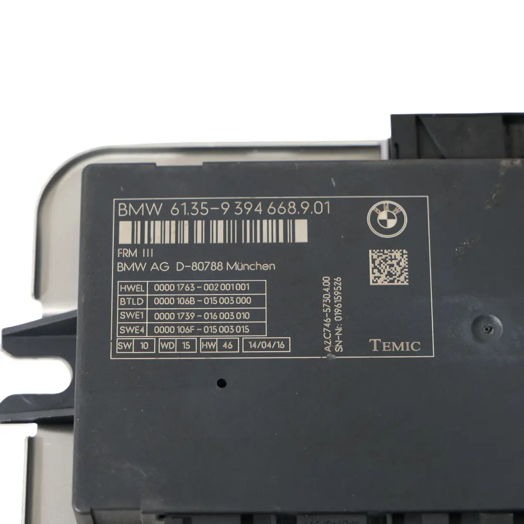 Module De Commande De Plancher Unité De Commande ECU FRM III pour BMW F06 LCI à propos du numéro de pièce 9394668 BMW F06 LCI Module De Commande De Plancher Unité De Commande ECU FRM III - SKU 9394668 - Numéro de pièce 9394668