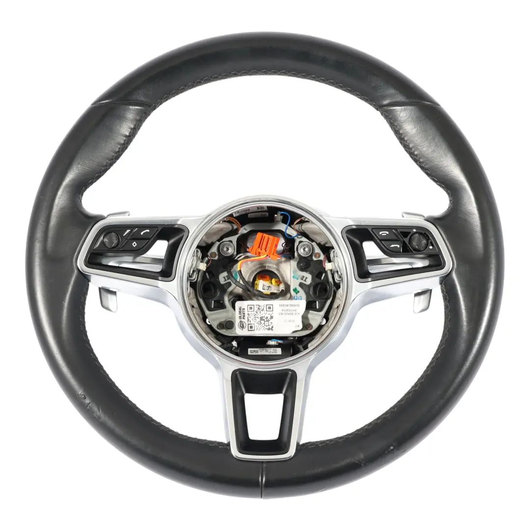 Porsche Cayenne 92A 958 Volante In Pelle Nera Cambio al Volante - SKU 95834780410 - Numero di parte 95834780410
