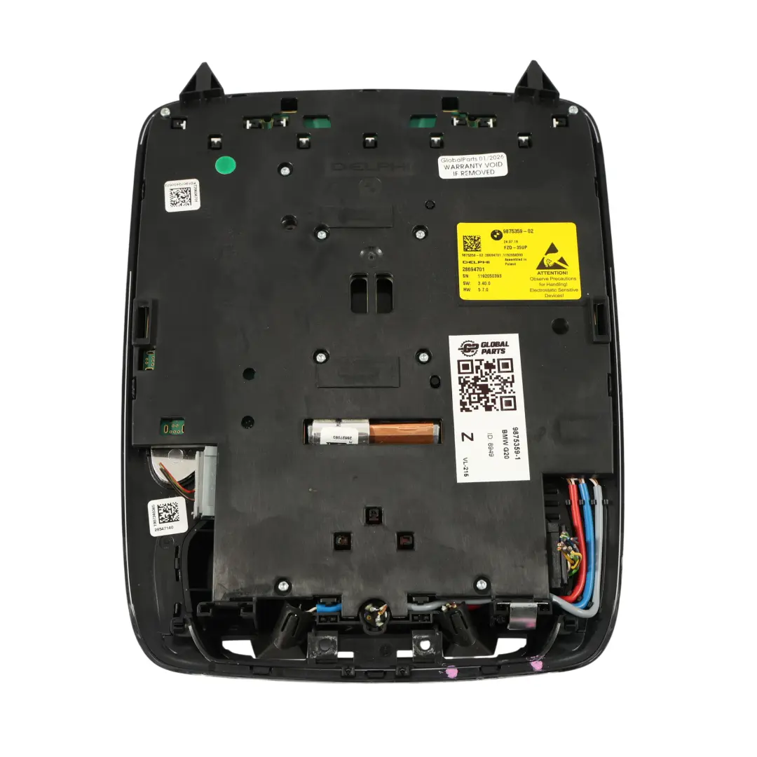 BMW G20 G21 G30 Headliner Roof Light Switch Unit Control Module Black - SKU 9875359-1 - Part number 9875359