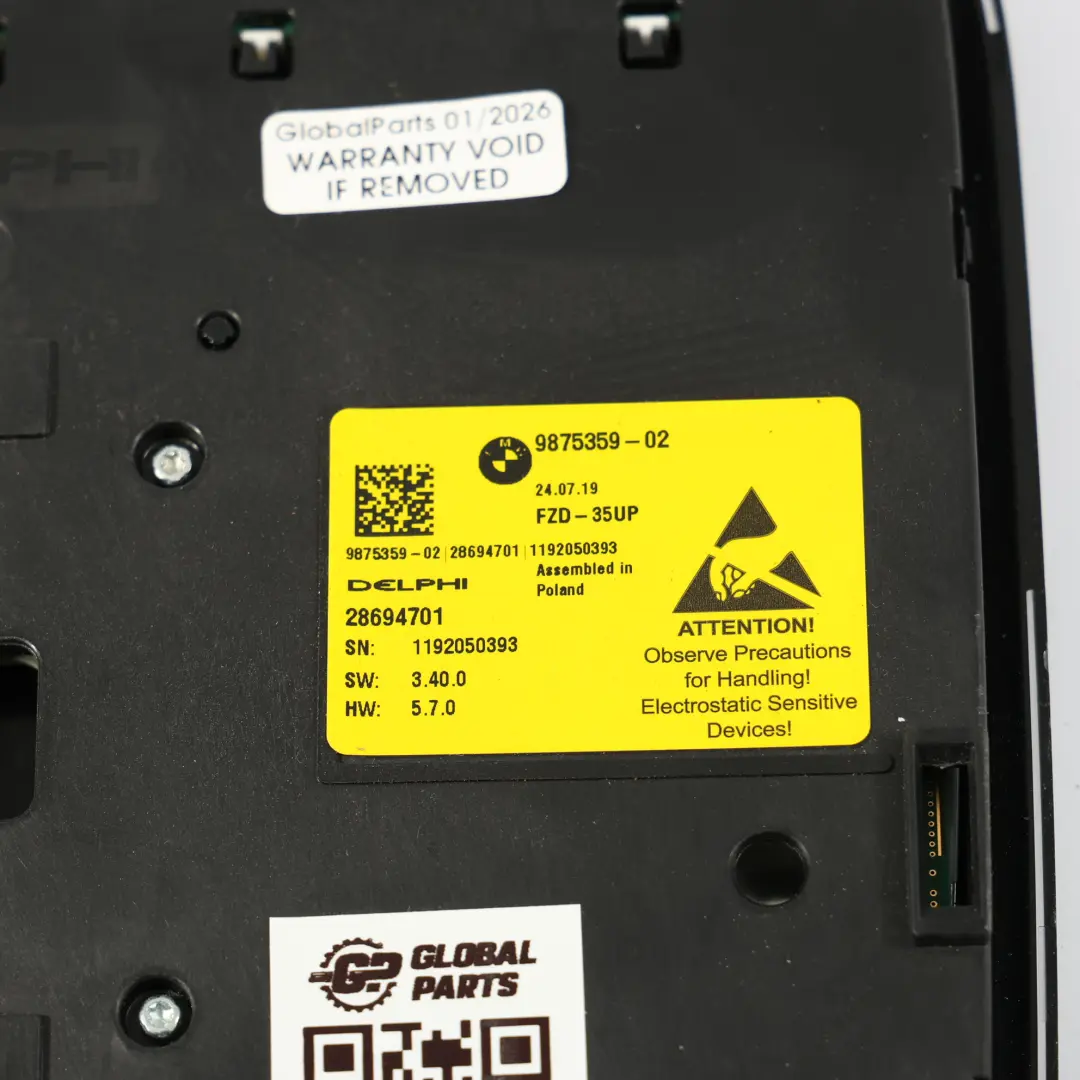 Headliner Tetto Luce Interruttore Unità Di Controllo Modulo Nero per BMW G20 con numero di parte 9875359 BMW G20 Headliner Tetto Luce Interruttore Unità Di Controllo Modulo Nero - SKU 9875359-1 - Numero di parte 9875359