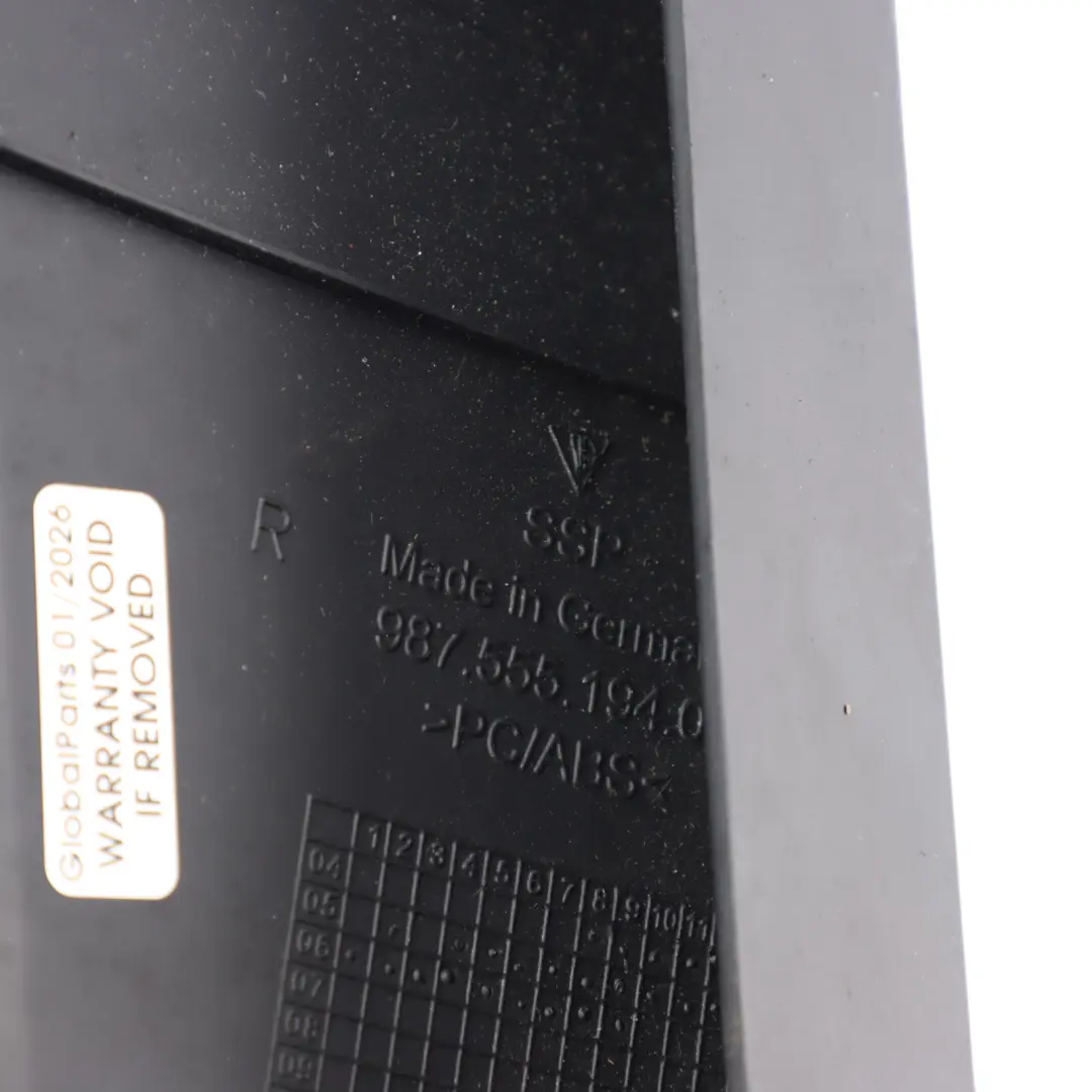 Boot Lid Trim Cover Right O/S to Porsche Cayman 987 Rear Tailgate with Part number 98755519401 Porsche Cayman 987 Rear Tailgate Boot Lid Trim Cover Right O/S - SKU 98755519401 - Part number 98755519401