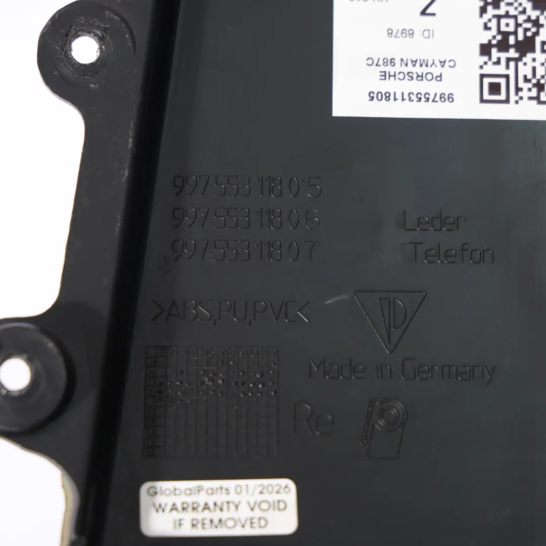 Panel Inferior Negro Derecha para Porsche Boxster Cayman 987 con número de pieza 99755311805 Porsche Boxster Cayman 987 Panel Inferior Negro Derecha - SKU 99755311805 - Número de pieza 99755311805