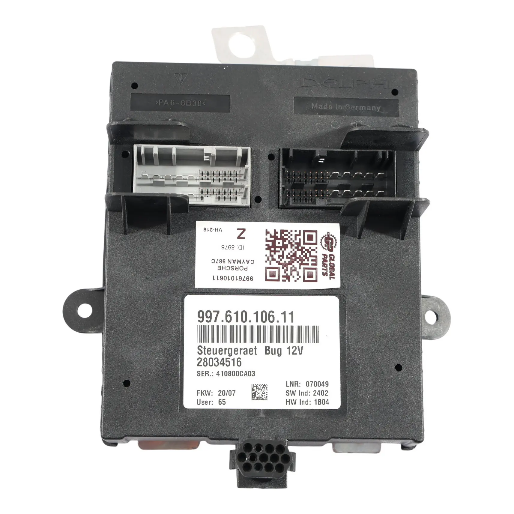 Porsche Cayman 987C Unidad Control Módulo Maletero Delantero ECU 99761010611