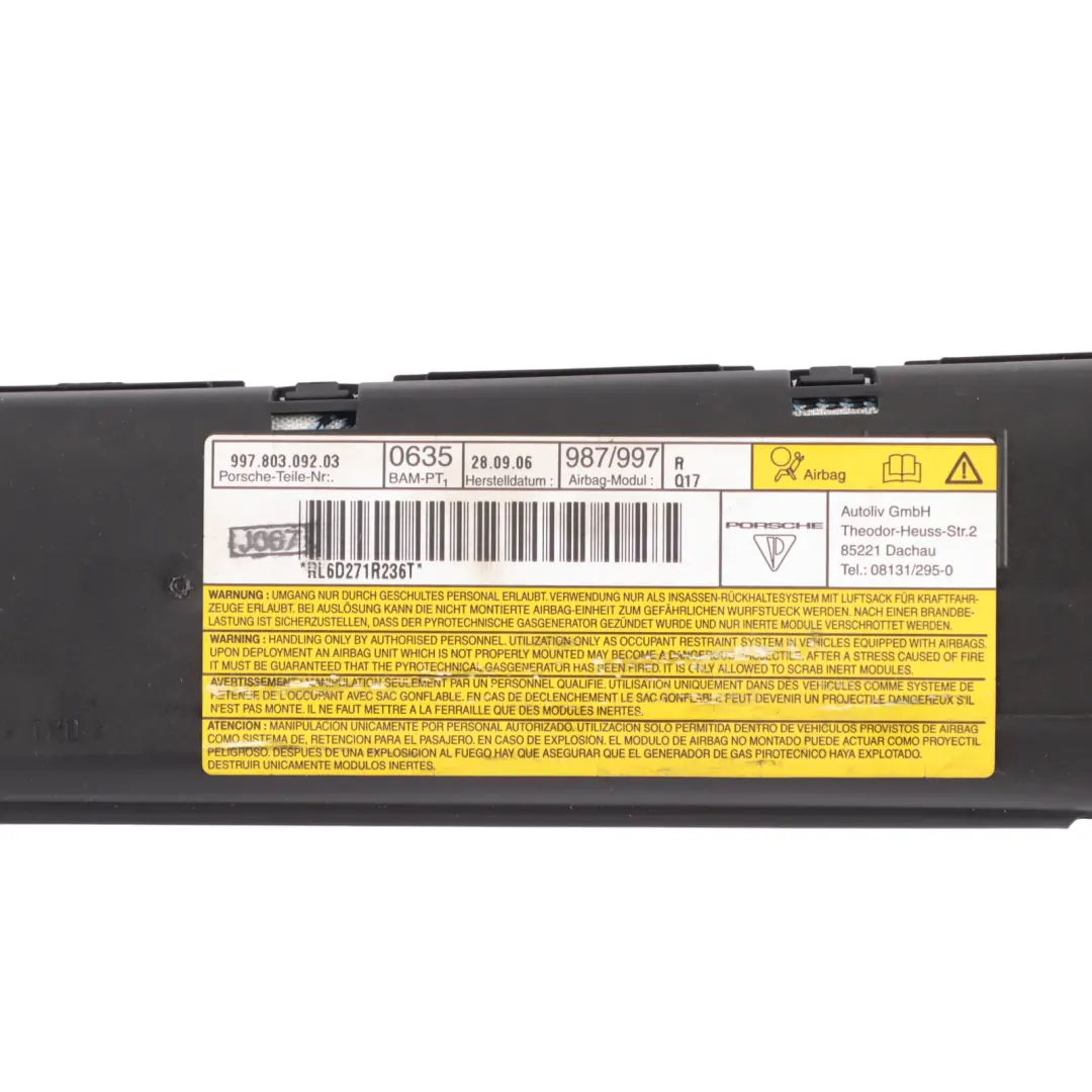 Porsche Cayman 987 Front Seat Side Air Module Unit Right O/S - SKU 99780309203 - Part number 99780309203